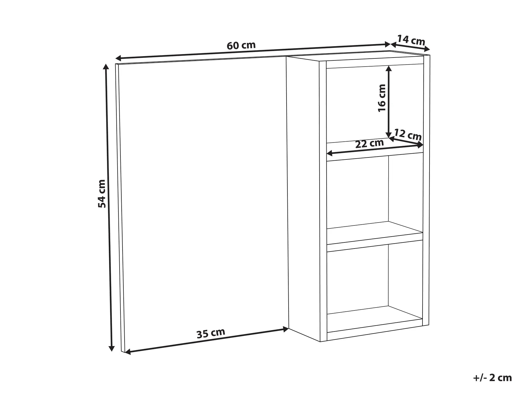Bathroom Wall Mounted Mirror Cabinet JOINVILLE 60 cm Black