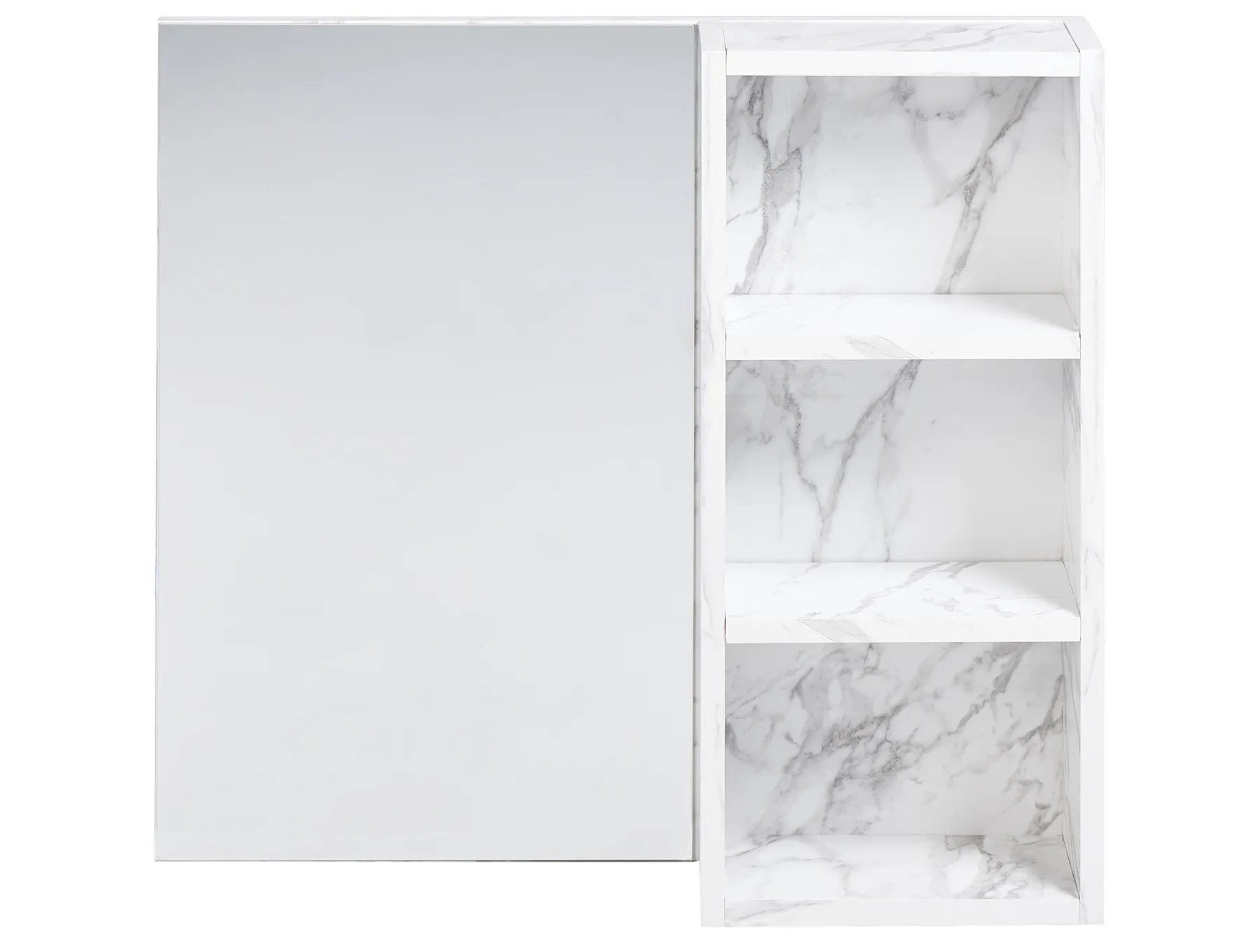 Bathroom Wall Mounted Mirror Cabinet JOINVILLE 60 cm 54 cm White Marble