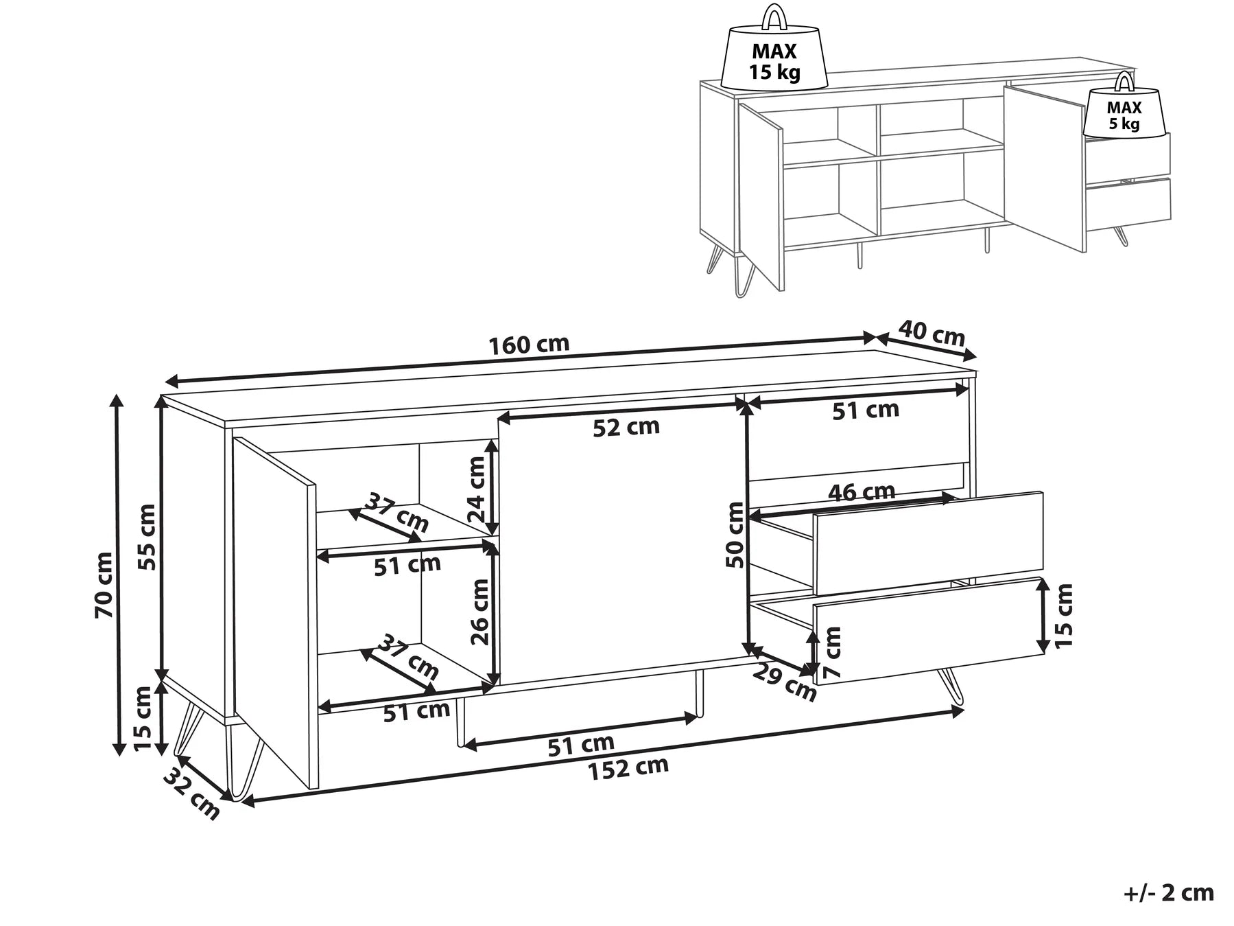 2 Door Sideboard CARDIGAN Light Brown