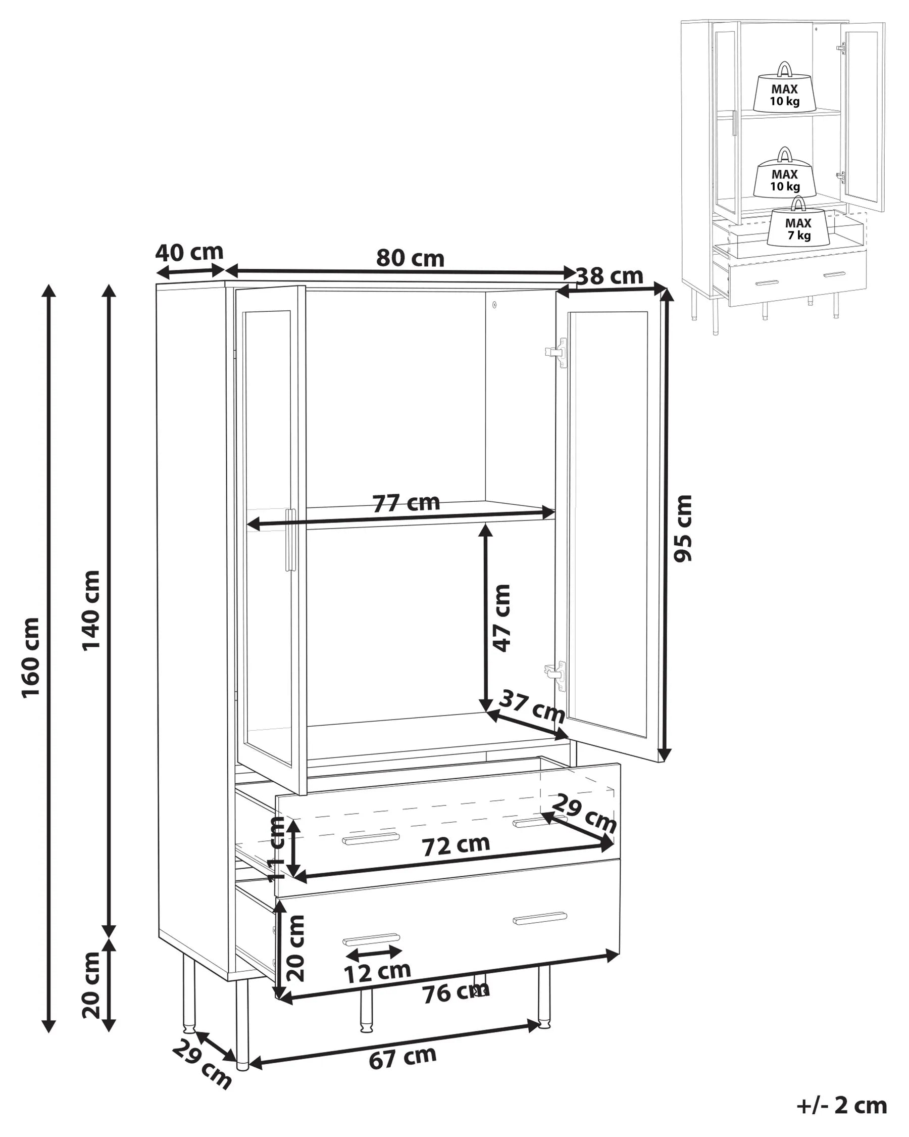 Glass Display Cabinet MILORA 80 cm White