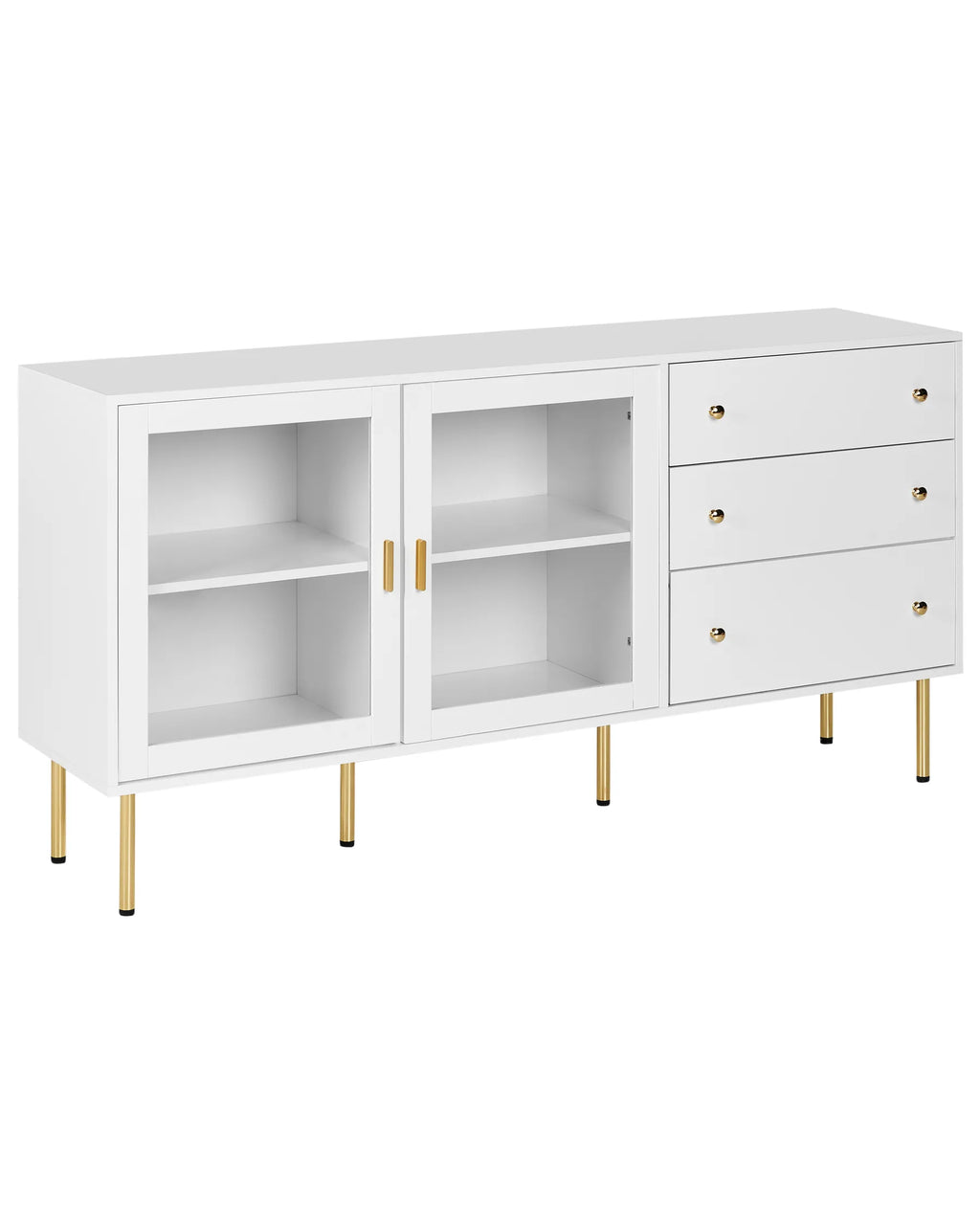Glass Display Sideboard MILORA 160 cm White
