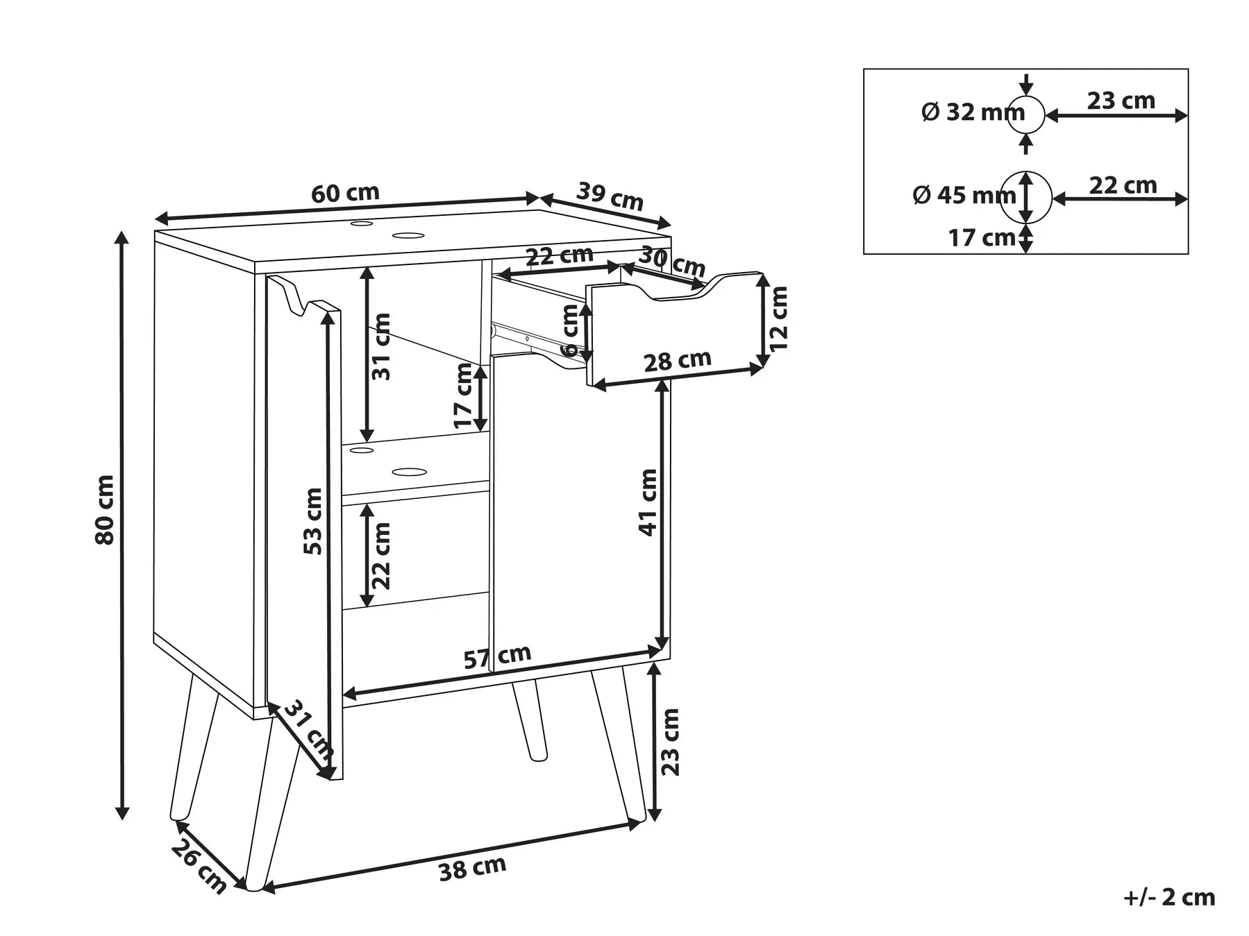 Vanity Unit CANOAS 60 cm Light Brown