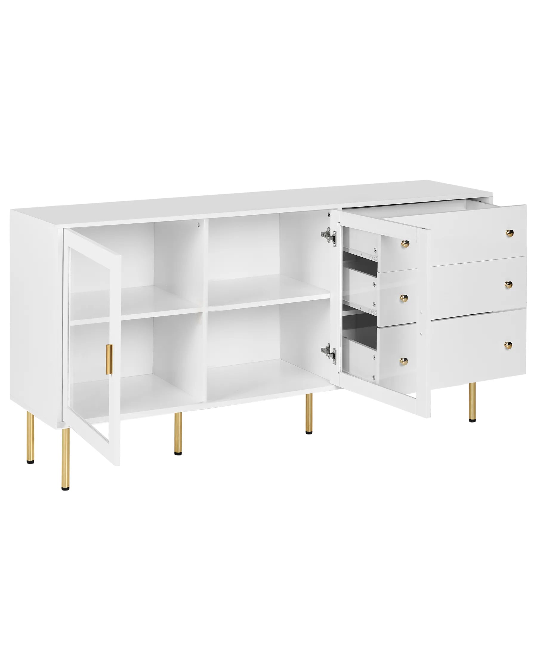 Glass Display Sideboard MILORA 160 cm White