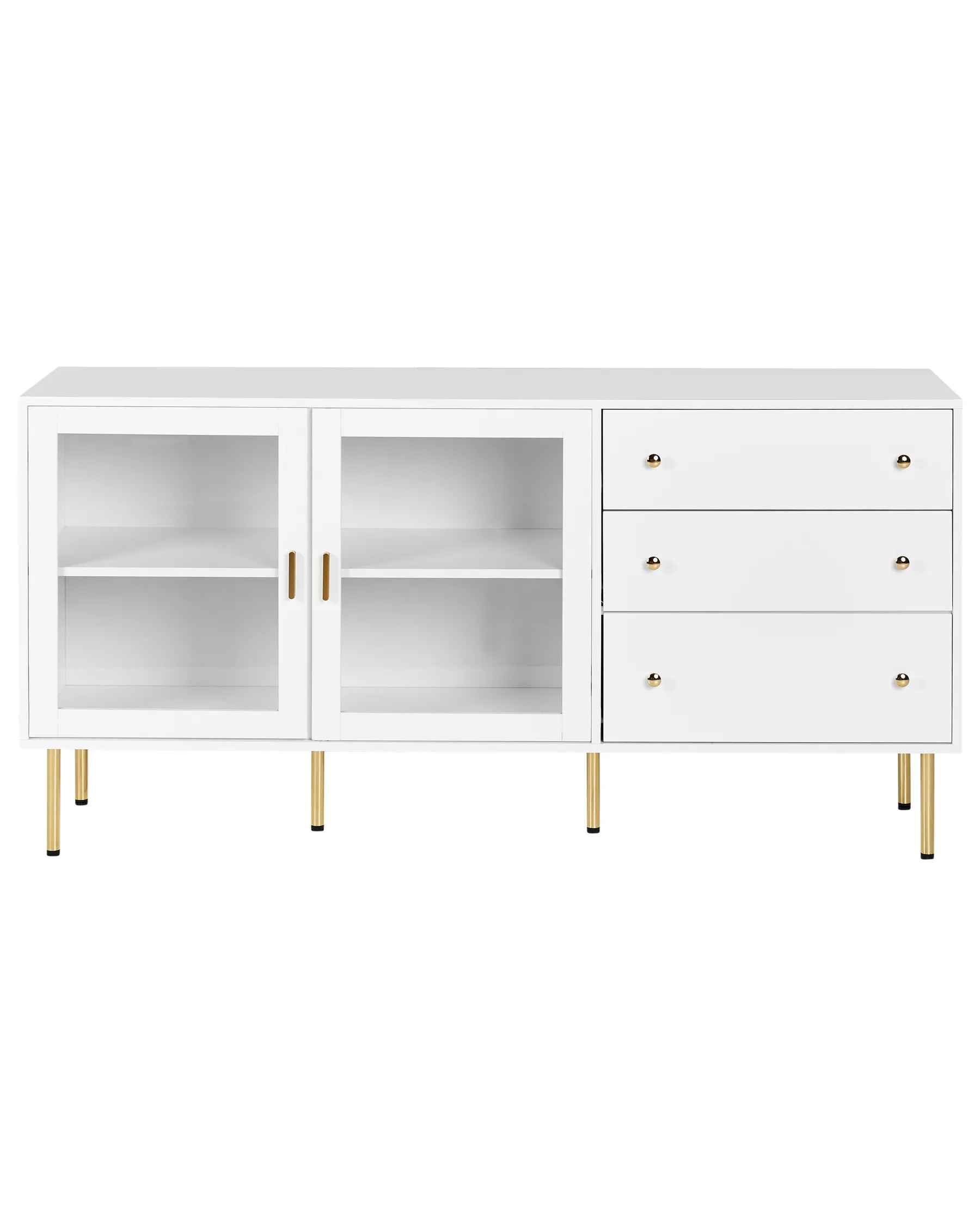 Glass Display Sideboard MILORA 160 cm White