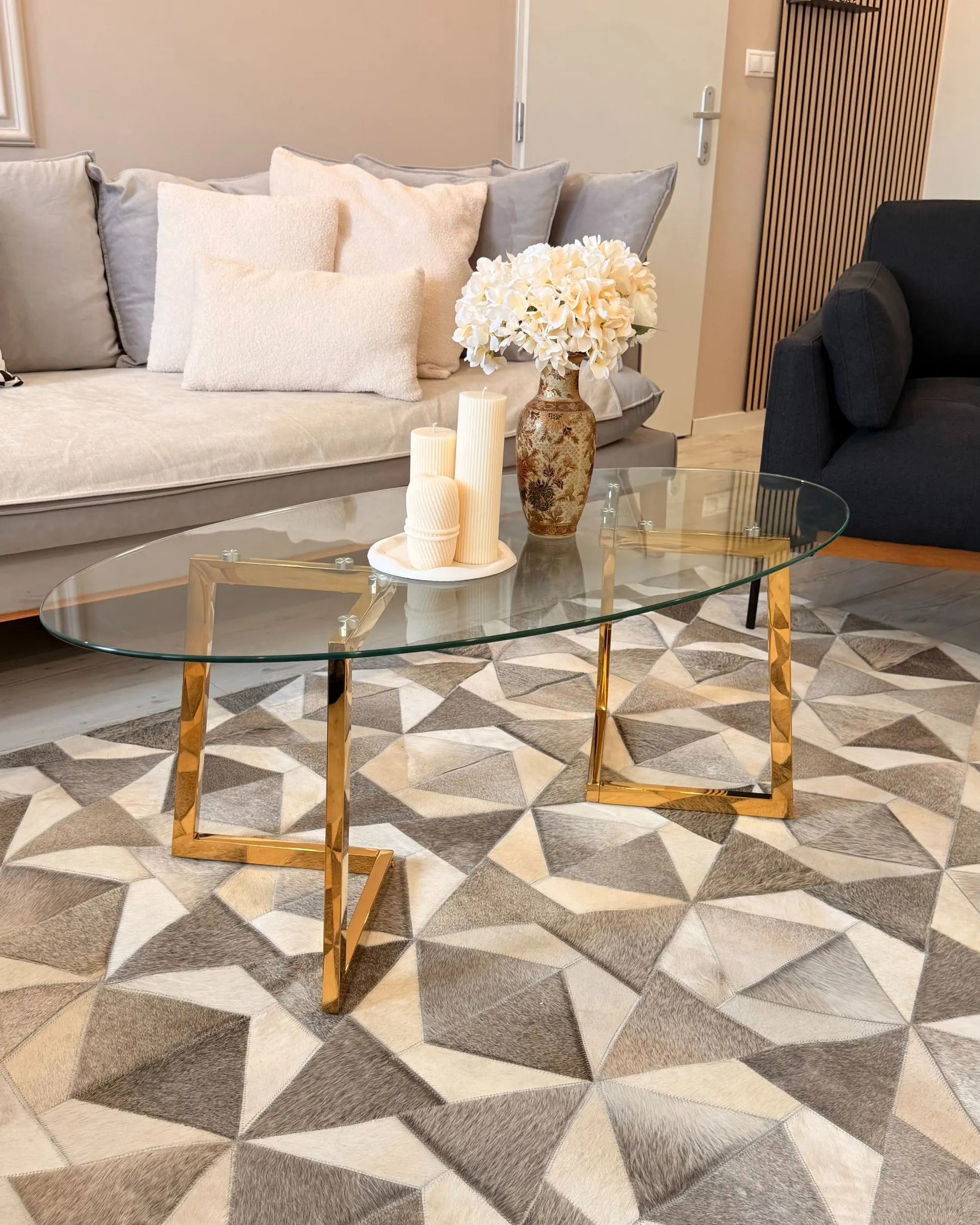 Coffee Table FRESNO Glass Gold