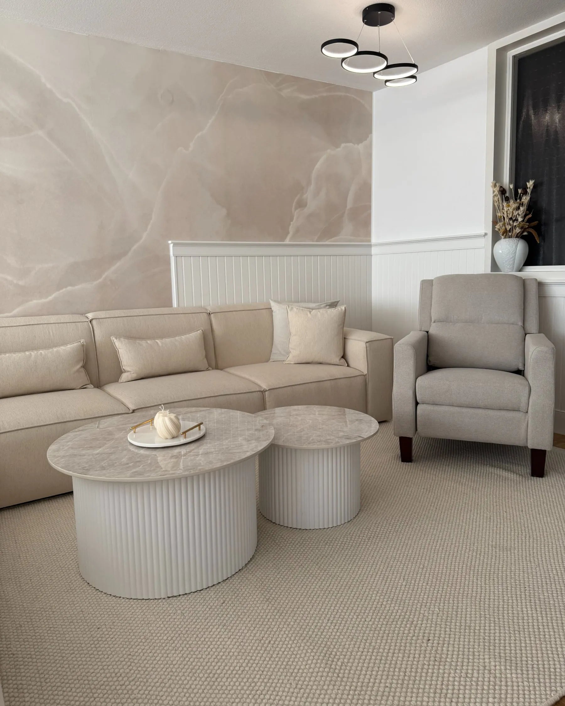 Recliner Chair EGERSUND With Footrest Fabric Light Beige