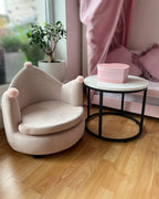Kids Armchair Crown VEGA Velvet Pastel Pink