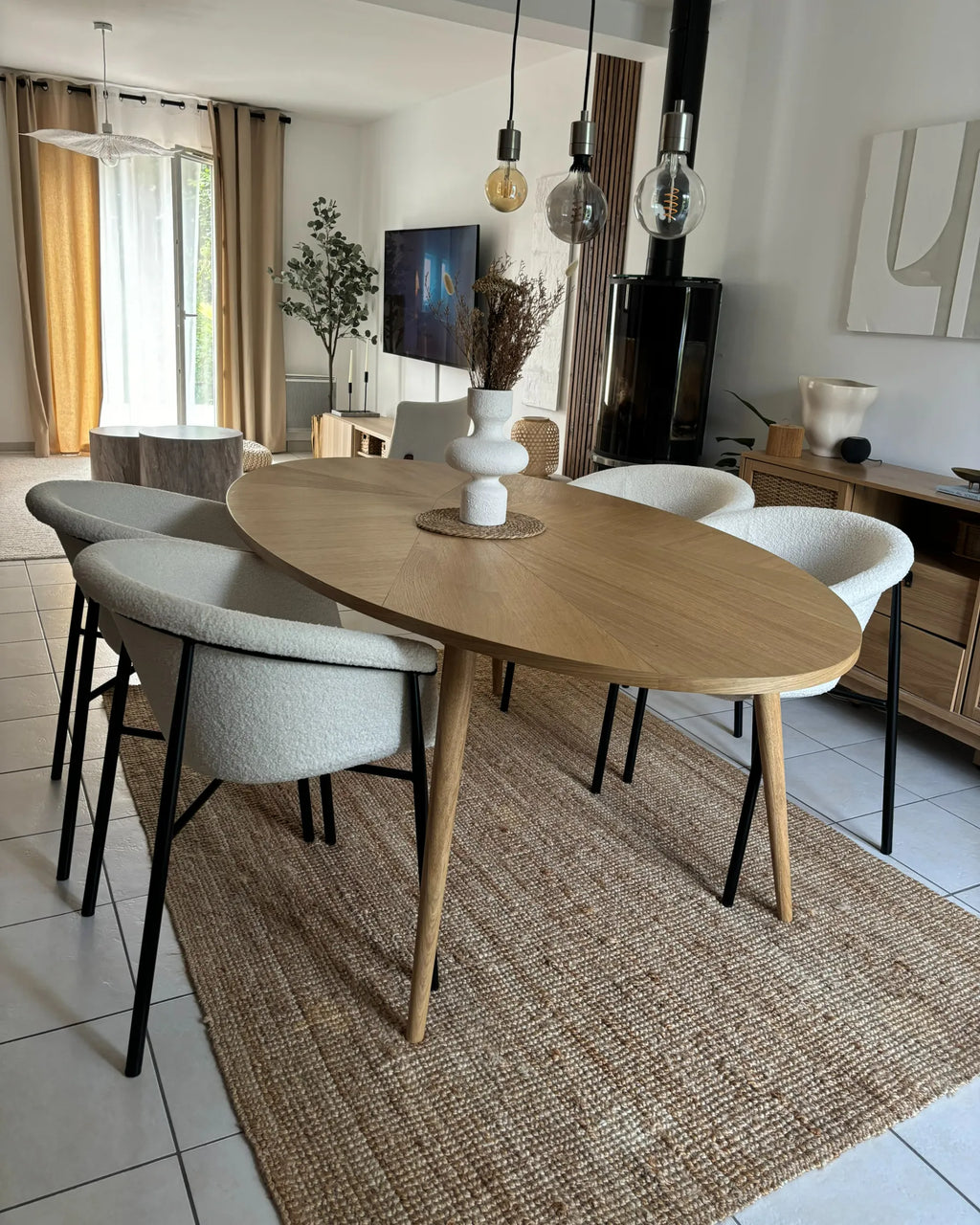 Set of 2 Dining Chairs AMES Boucle Off-White