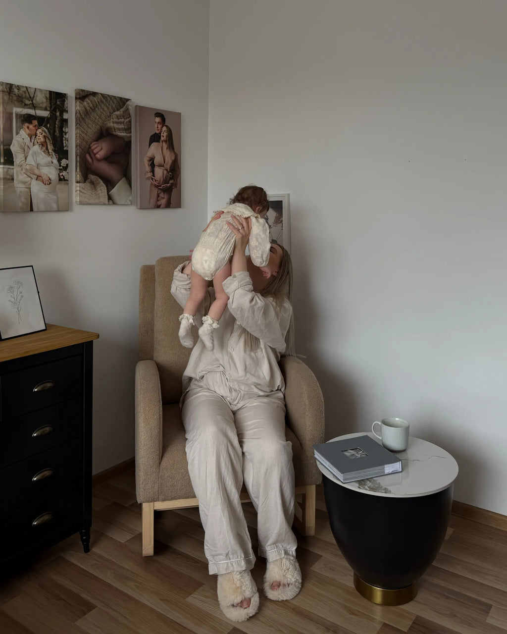 Side Table NADINE Ceramic Black with Storage