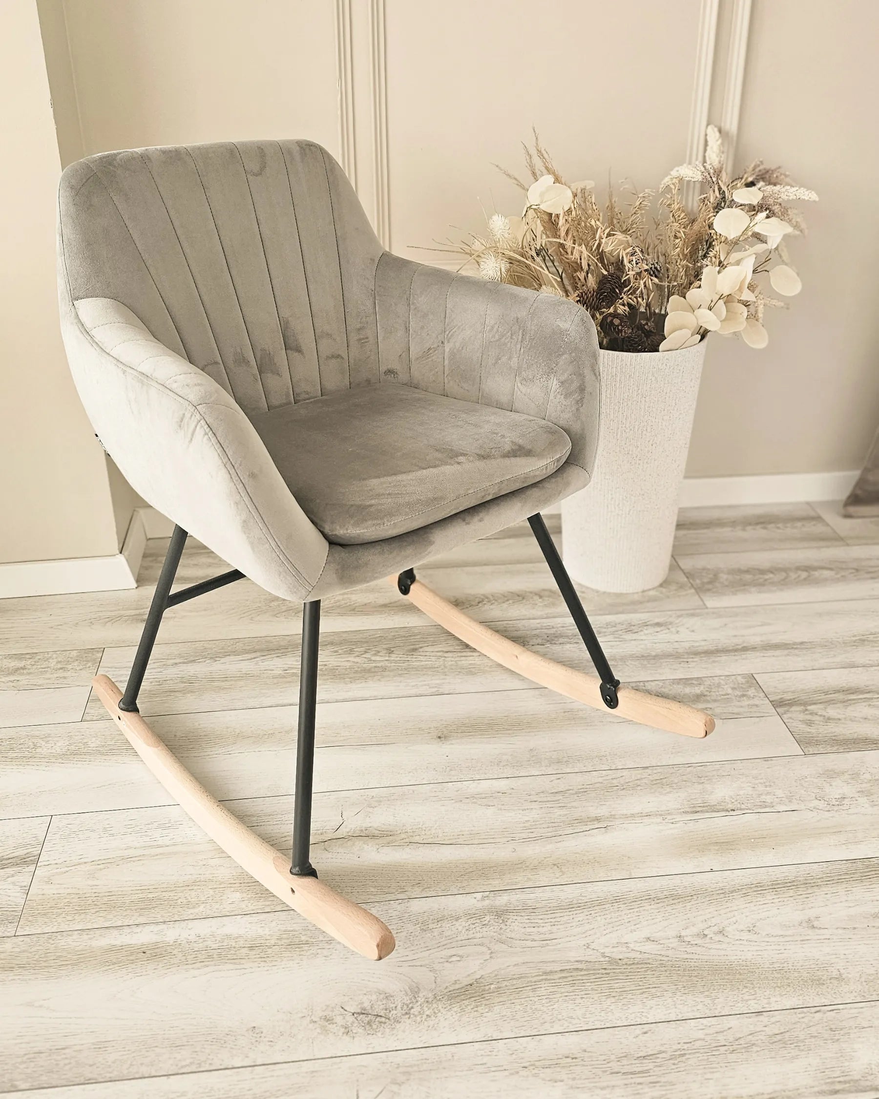 Rocking Chair LIARUM Velvet Grey