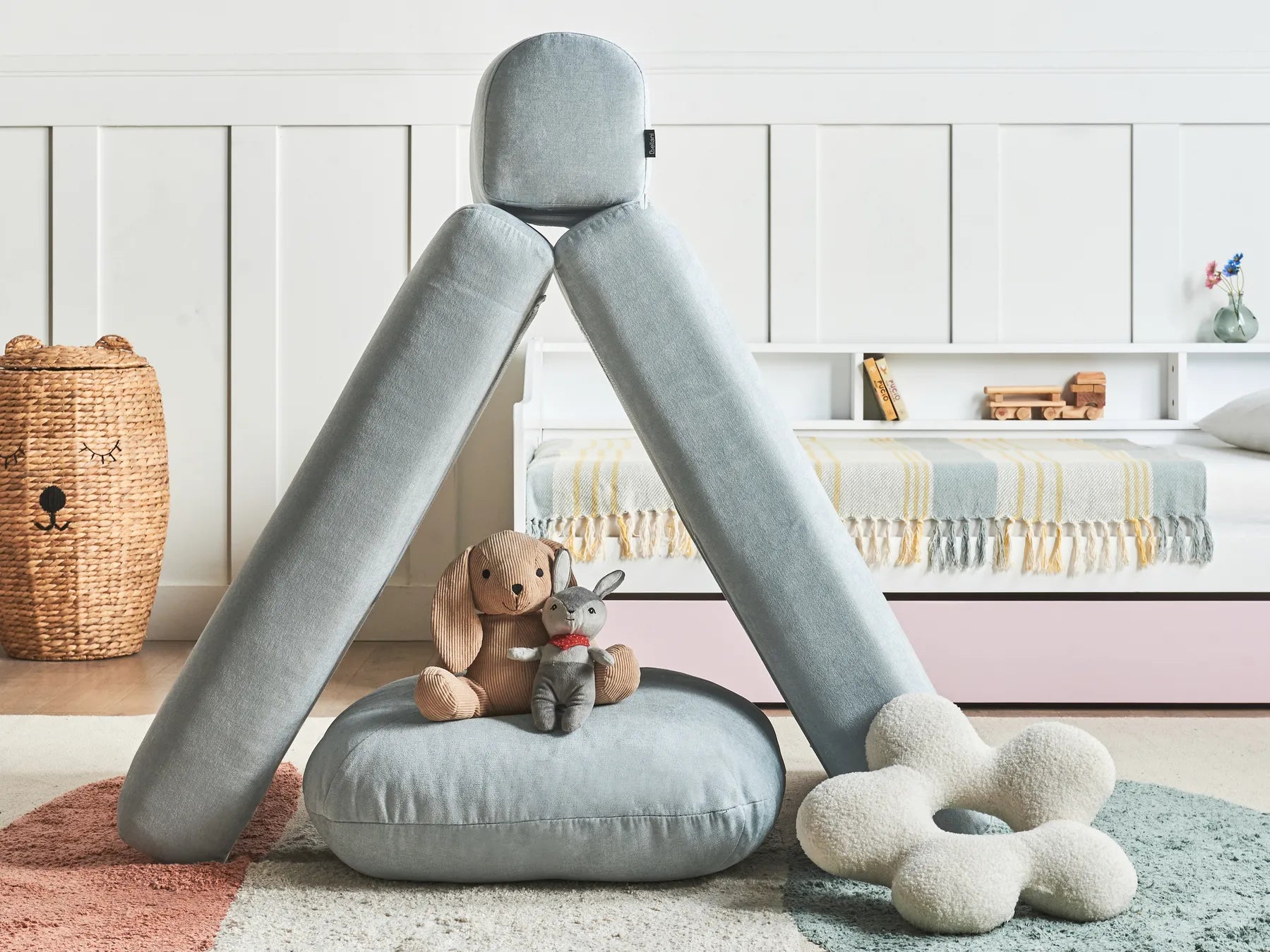 Single Sofa Bed OLDEN Fabric Light Blue