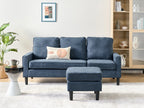 Sofa 3 Seater AVESTA Fabric Dark Blue with Ottoman