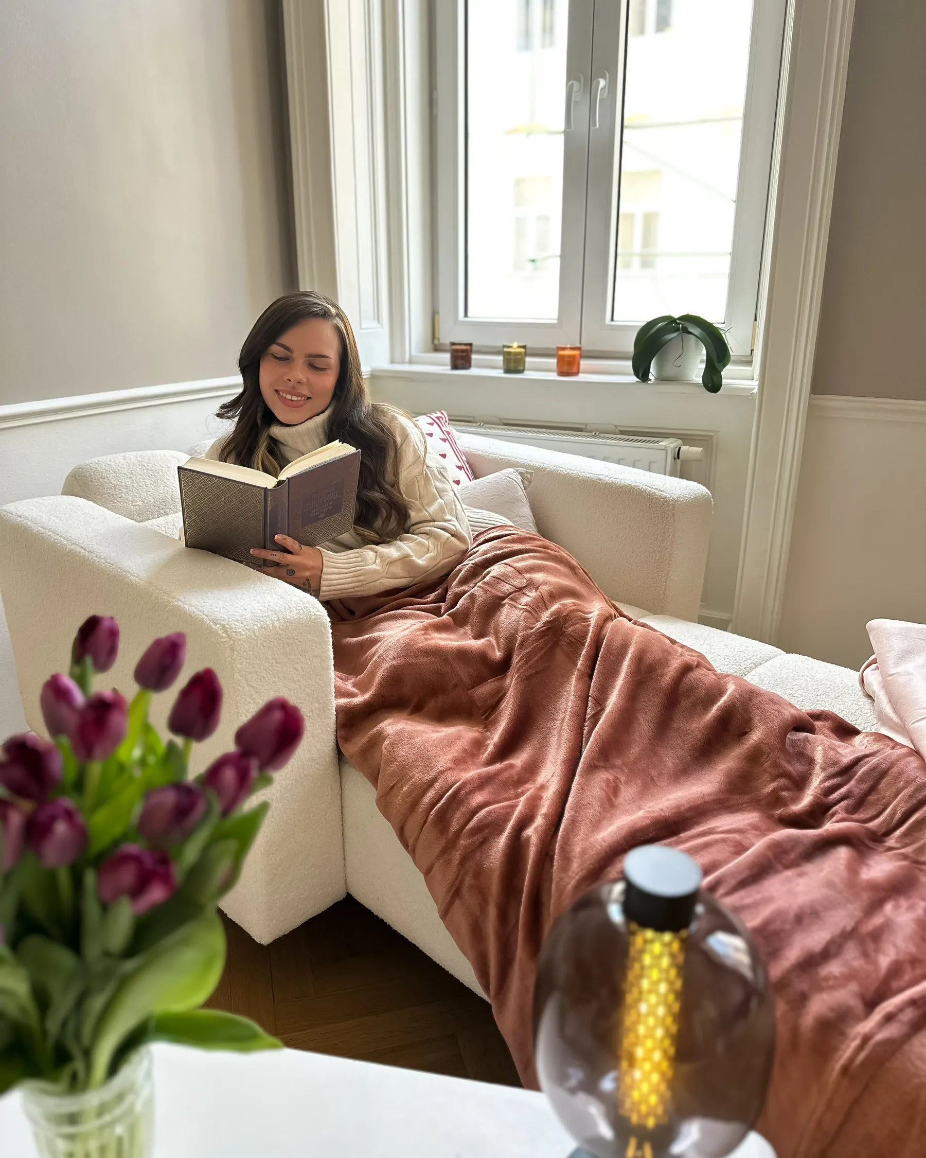 Chaise Longue ALNES Boucle White