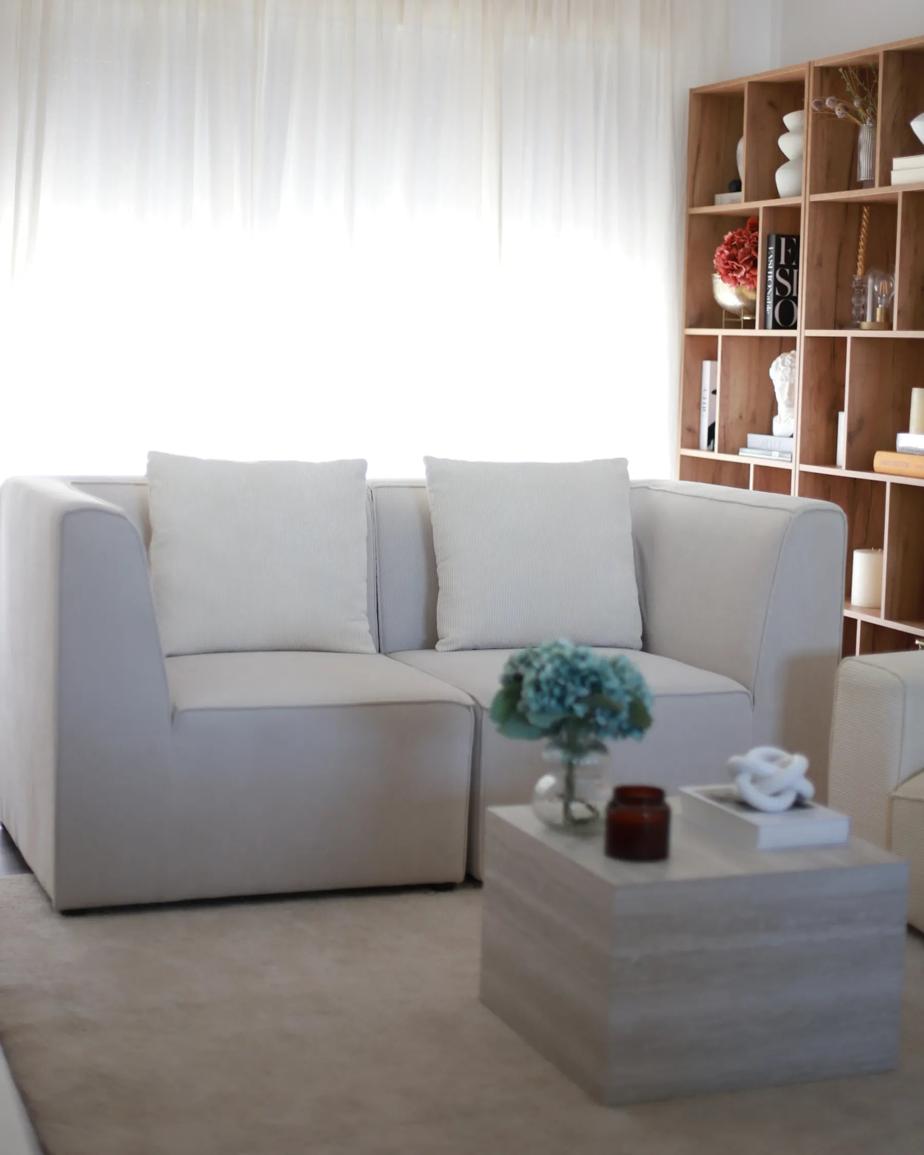 Modular Sofa 2 Seater LEMVIG Corduroy Light Beige