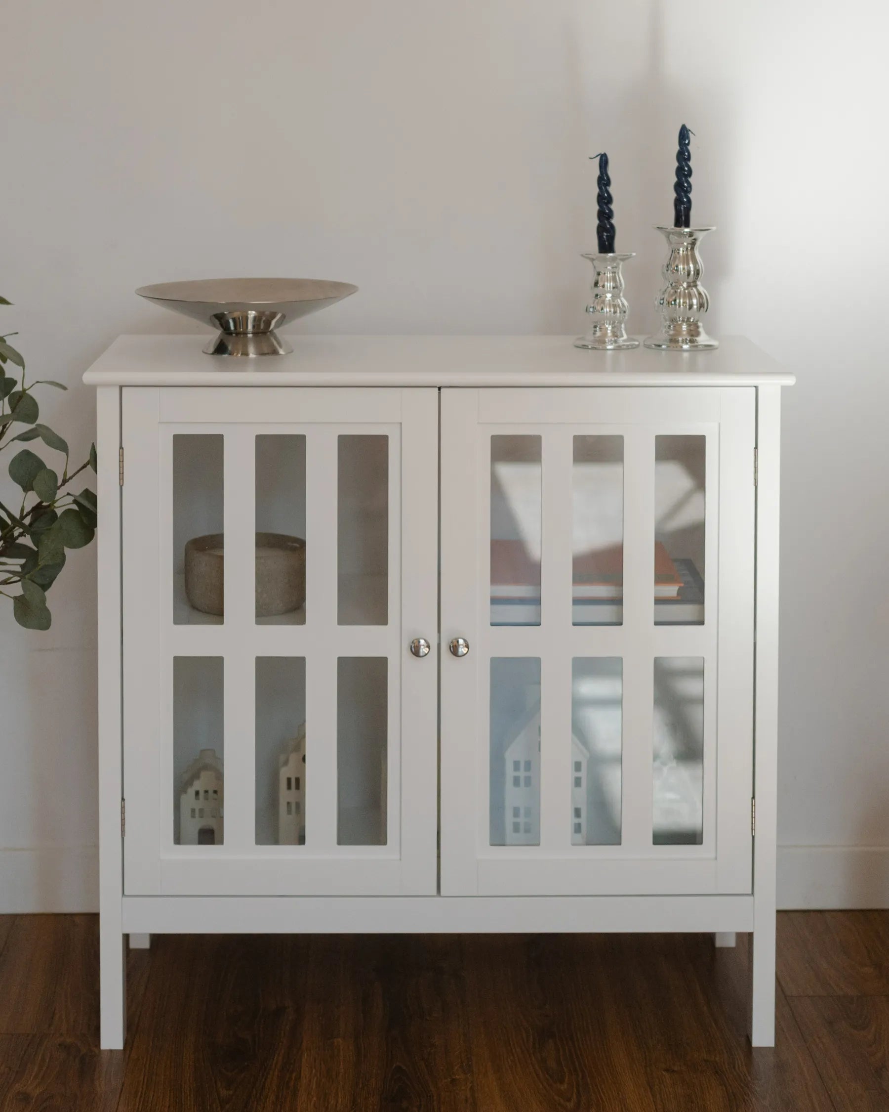 Glass Display Sideboard MIRAM 80 cm White