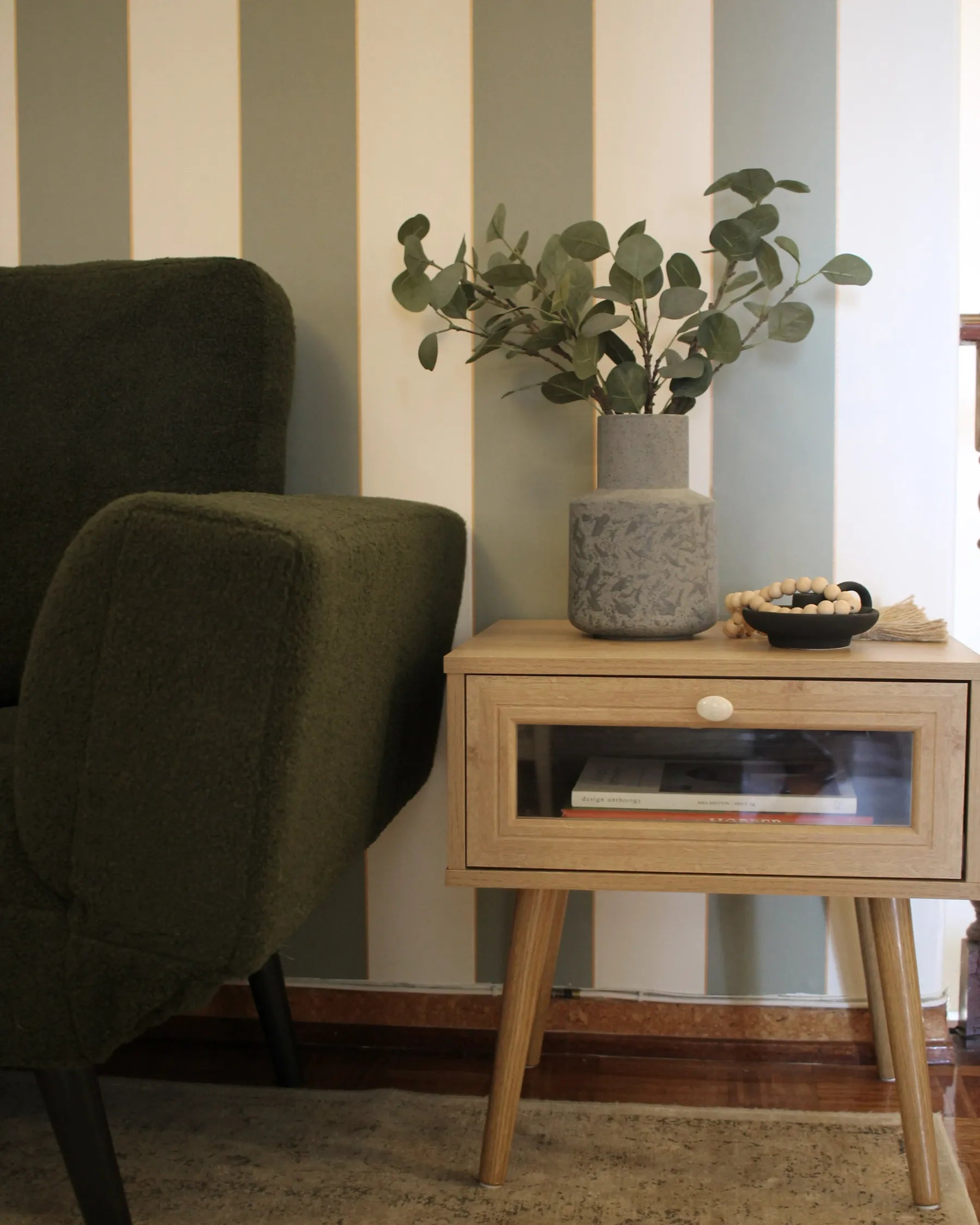 1 Drawer Bedside Table ALBANY Light Brown