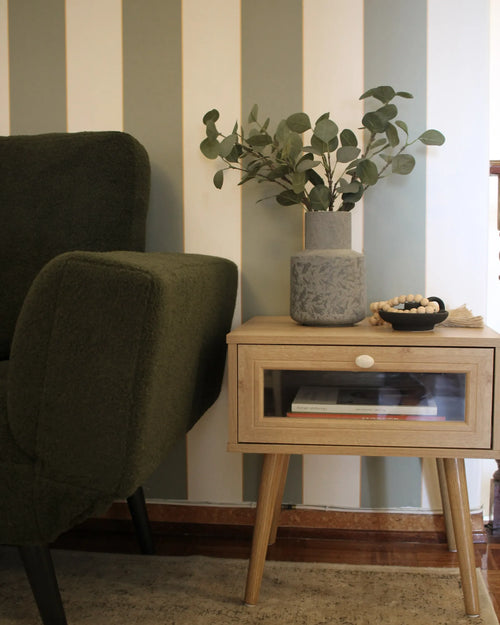 1 Drawer Bedside Table ALBANY Light Brown