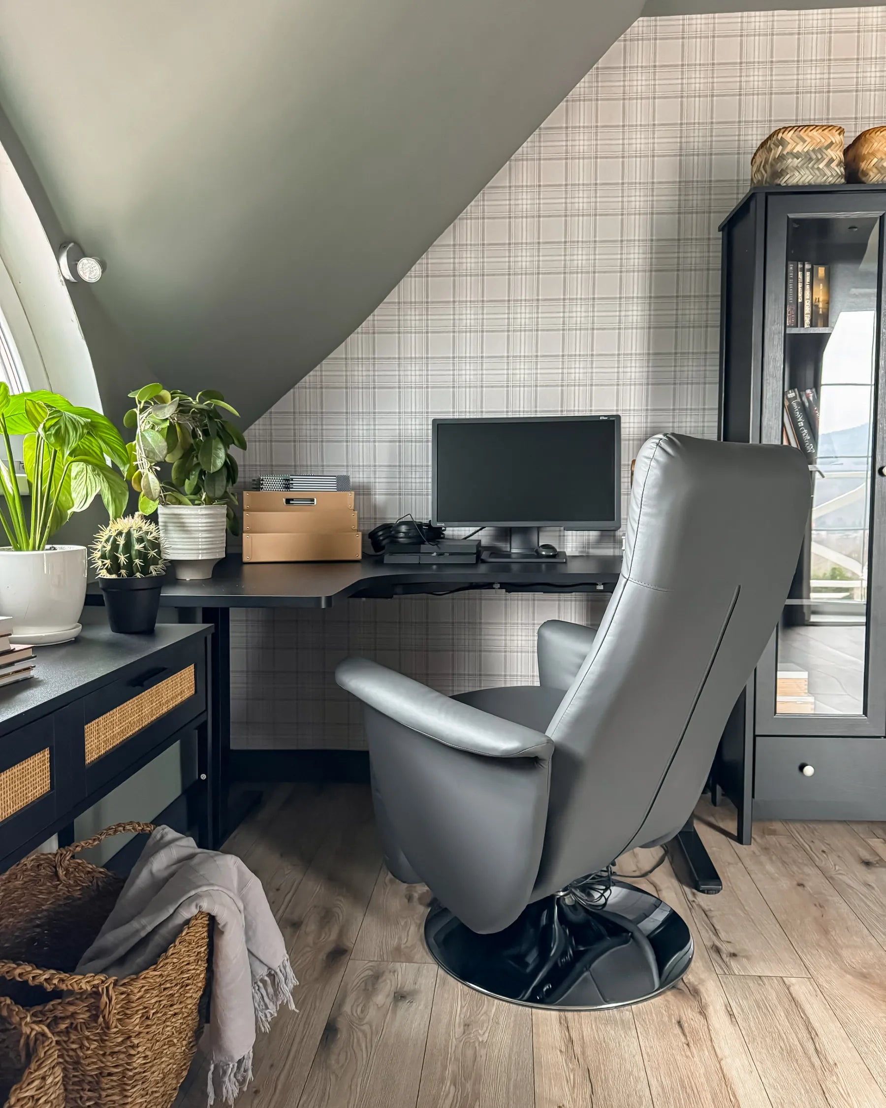 Recliner Chair PRIME With Footrest Faux Leather Grey