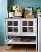 Glass Display Sideboard with Shelf INLET 80 cm White