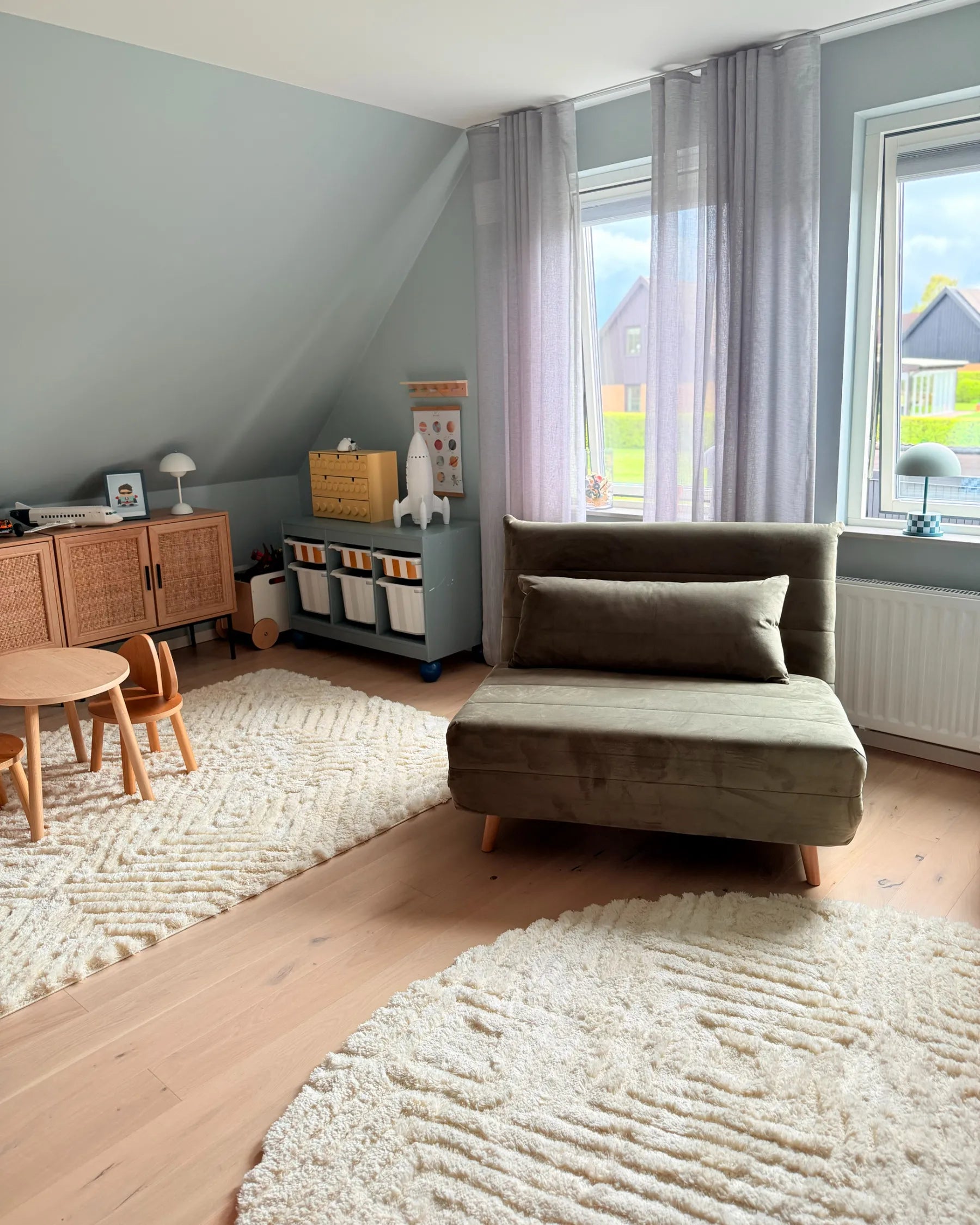 Single Sofa Bed SETTEN Velvet Olive Green