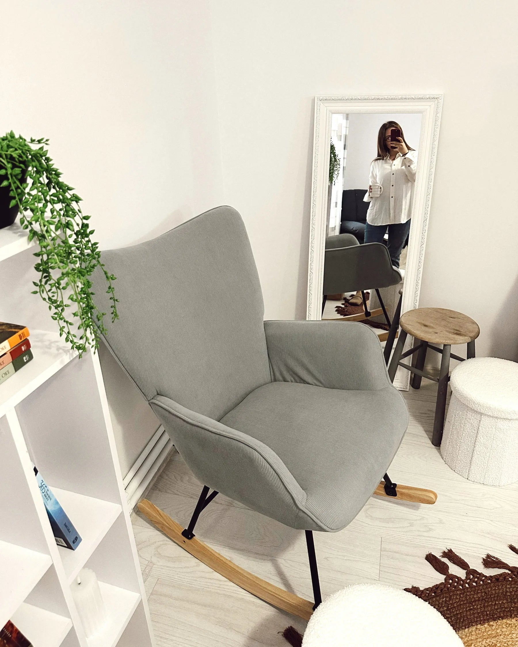 Rocking Chair ARSET Corduroy Light Blue