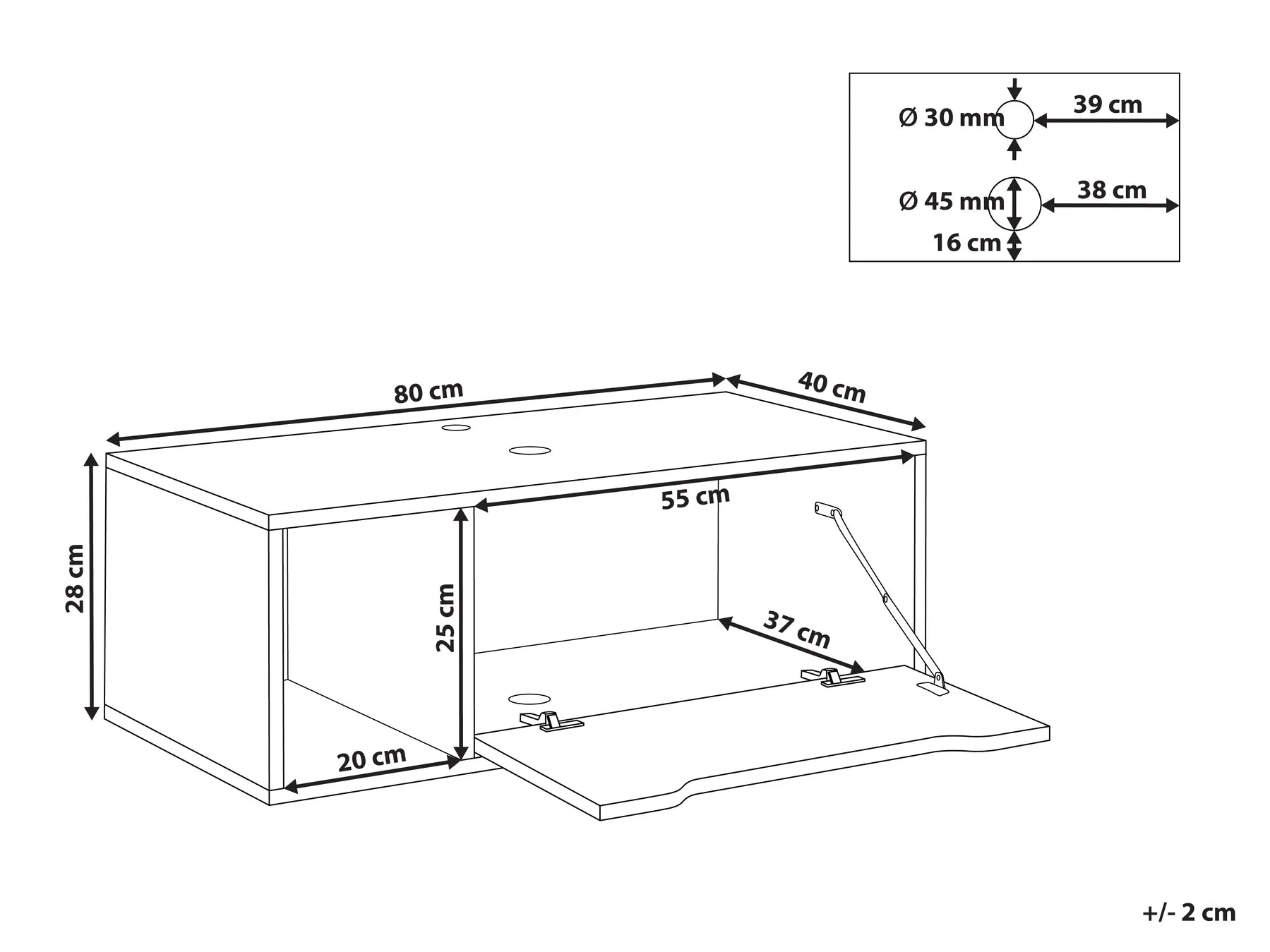 Wall Mounted Vanity Unit CASCAVEL 80 cm Black Marble