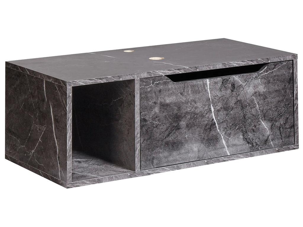 Wall Mounted Vanity Unit CASCAVEL 80 cm Black Marble