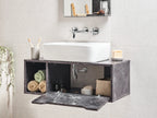 Wall Mounted Vanity Unit CASCAVEL 80 cm Black Marble
