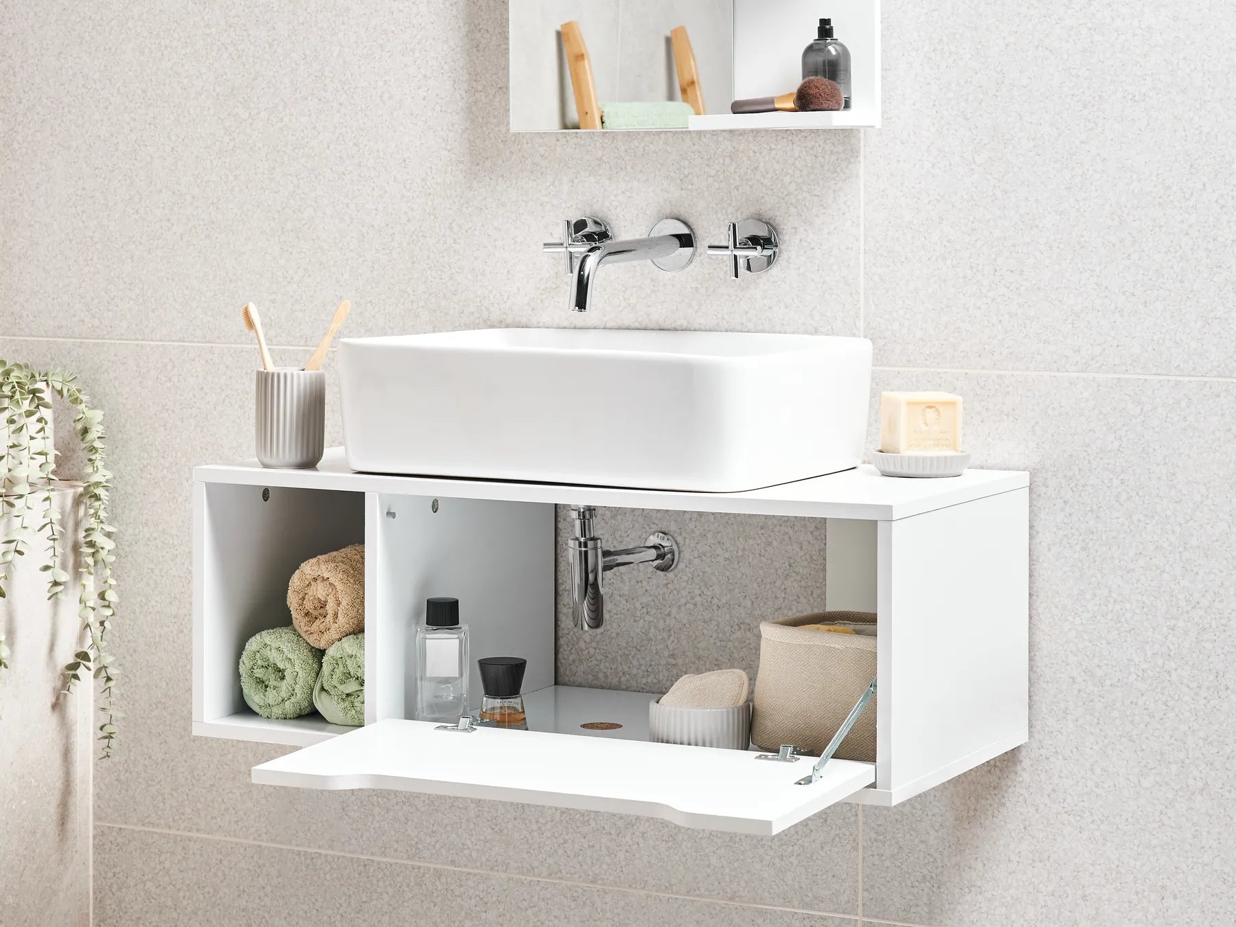 Wall Mounted Vanity Unit CASCAVEL 80 cm White