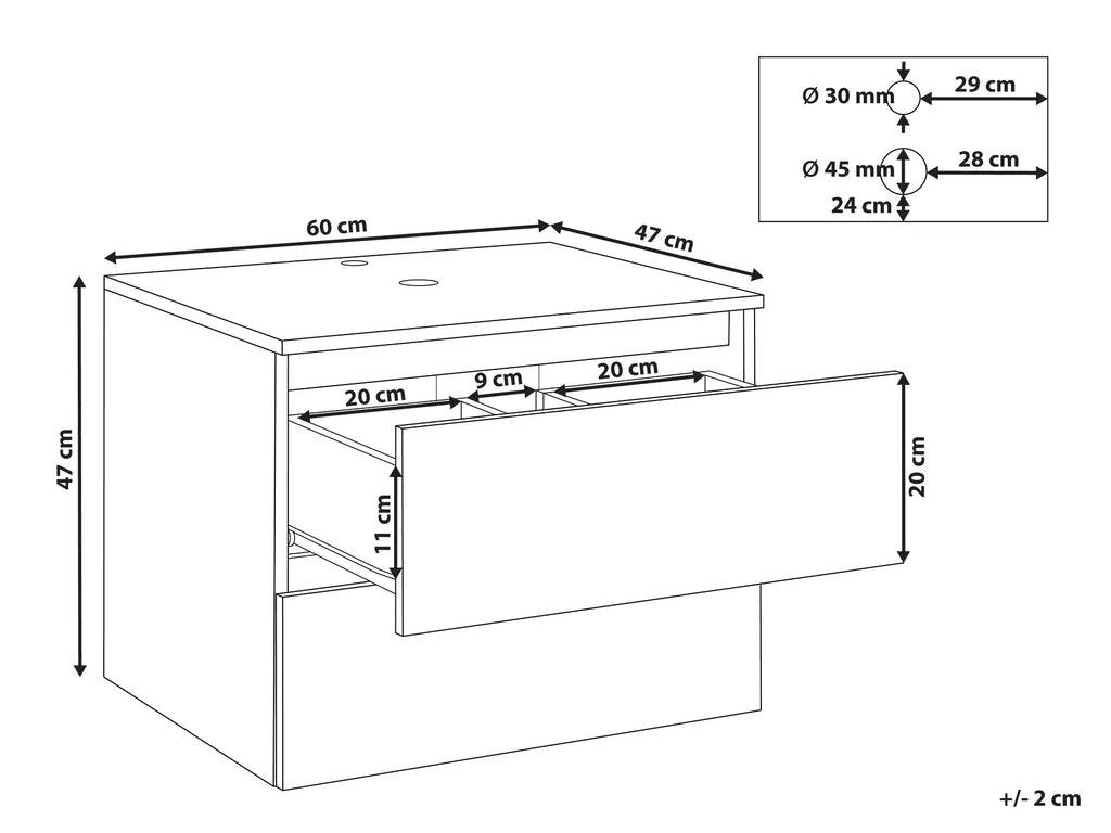 Wall Mounted Vanity Unit SERRA 60 cm White