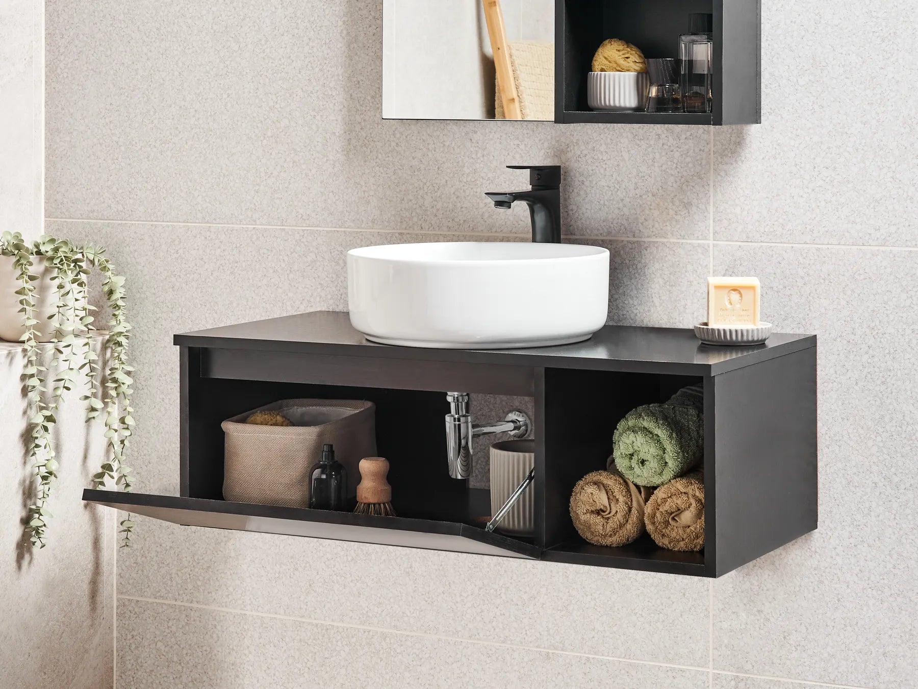 Wall Mounted Vanity Unit RUPANCO 80 cm Black
