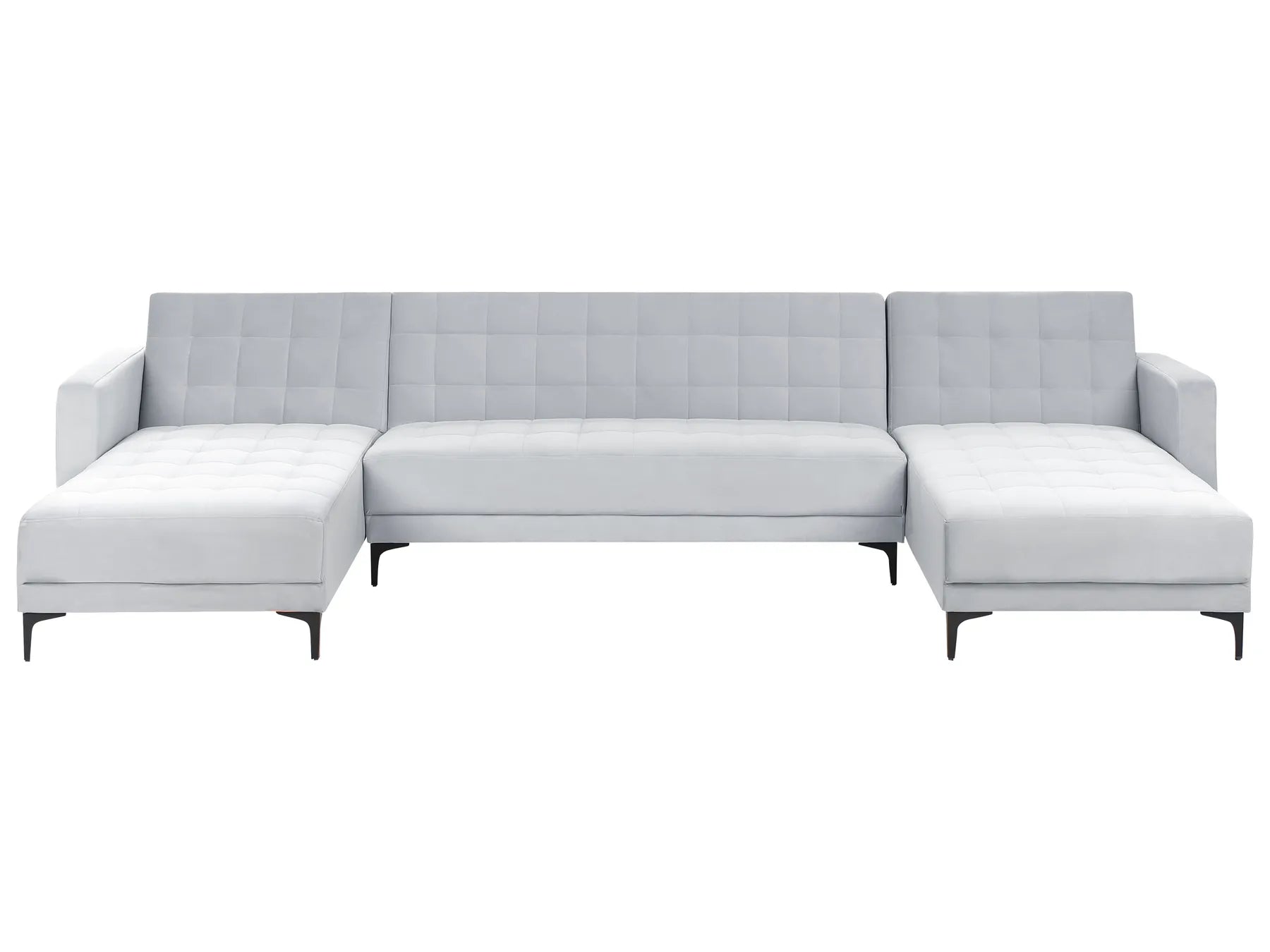 Modular U-Shape Sofa Bed 5 Seater ABERDEEN Velvet Light Grey