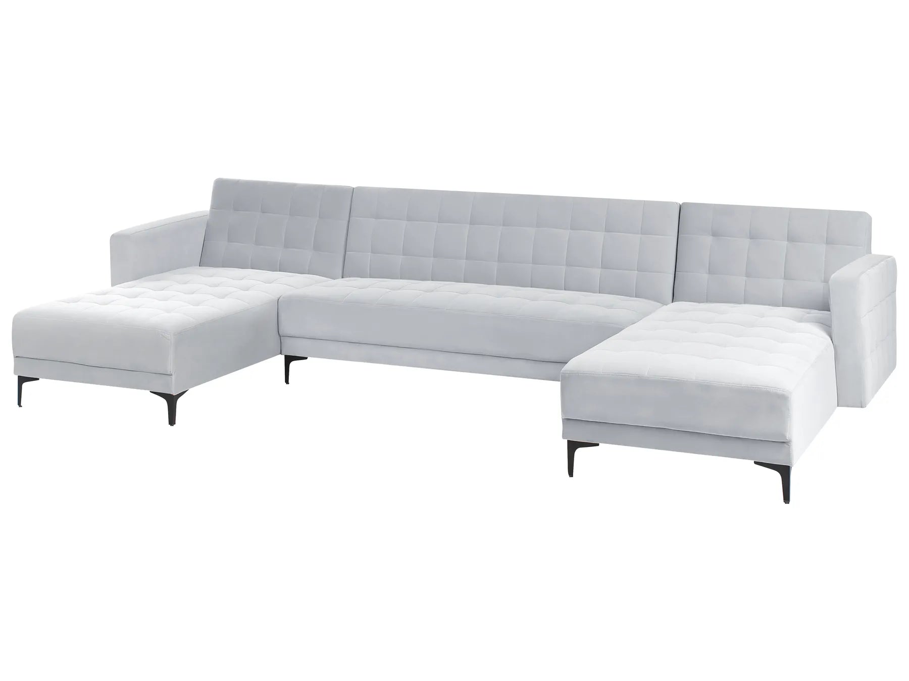 Modular U-Shape Sofa Bed 5 Seater ABERDEEN Velvet Light Grey