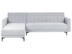 Modular Corner Sofa Bed 4 Seater ABERDEEN Velvet Light Grey Right Hand