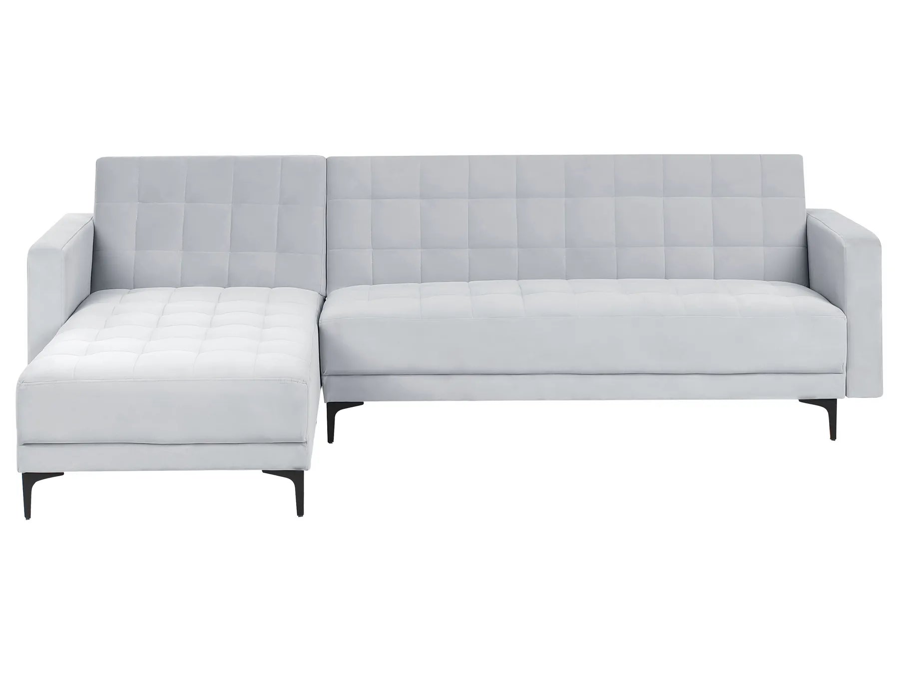 Modular Corner Sofa Bed 4 Seater ABERDEEN Velvet Light Grey Right Hand
