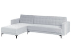 Modular Corner Sofa Bed 4 Seater ABERDEEN Velvet Light Grey Right Hand