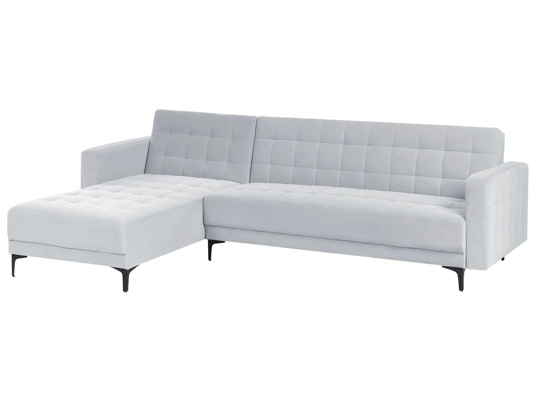 Modular Corner Sofa Bed 4 Seater ABERDEEN Velvet Light Grey Right Hand