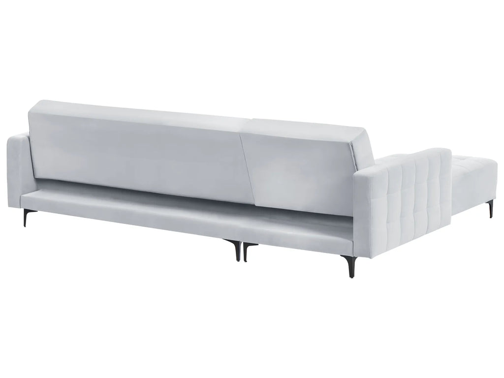 Modular Corner Sofa Bed 4 Seater ABERDEEN Velvet Light Grey Right Hand