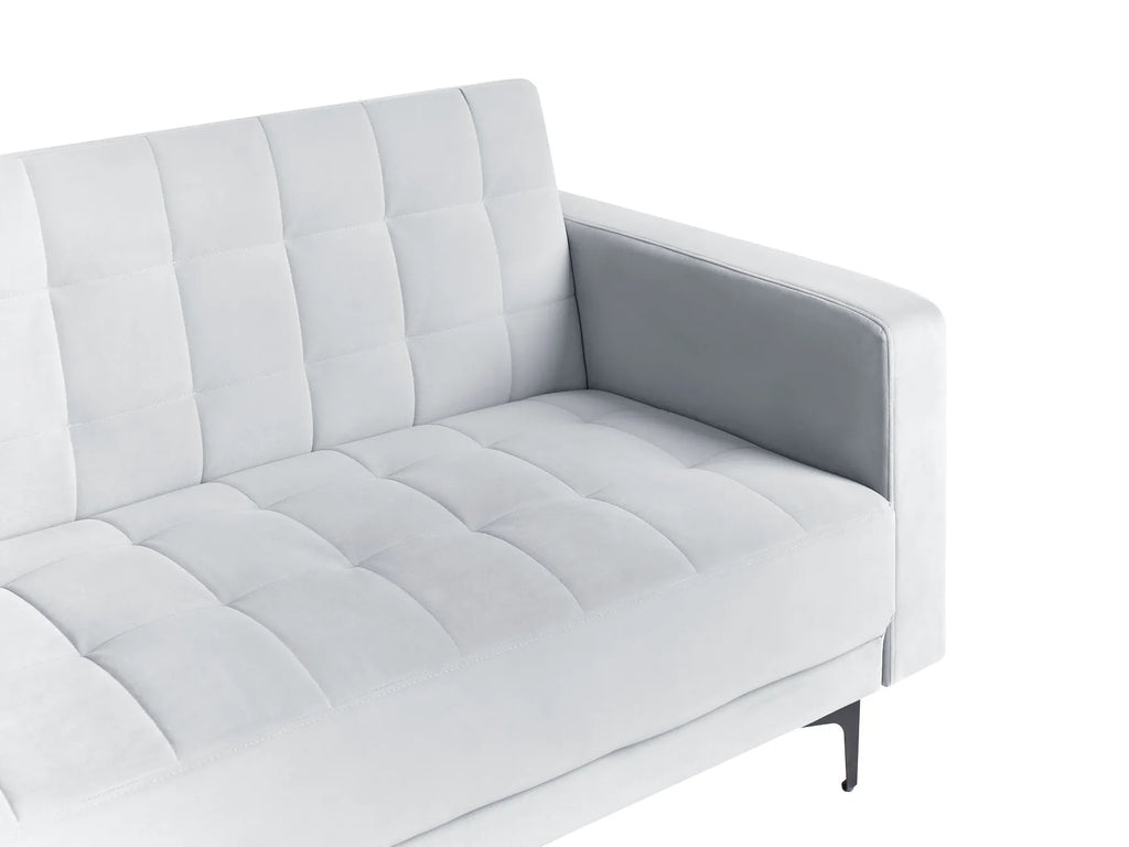 Modular Corner Sofa Bed 4 Seater ABERDEEN Velvet Light Grey Right Hand