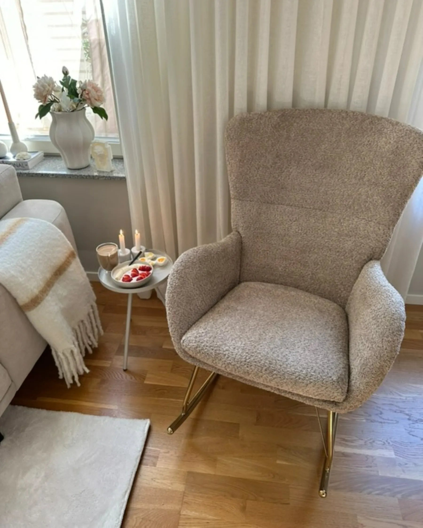 Rocking Chair ANASET Boucle Sand Beige