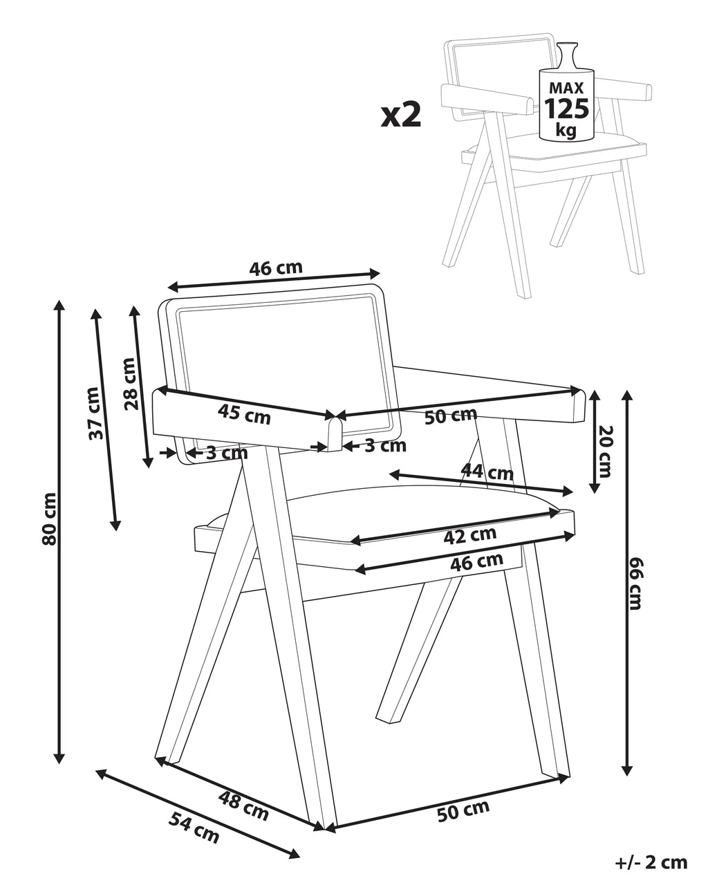 Set of 2 Dining Chairs CARMODY Wood Light Brown