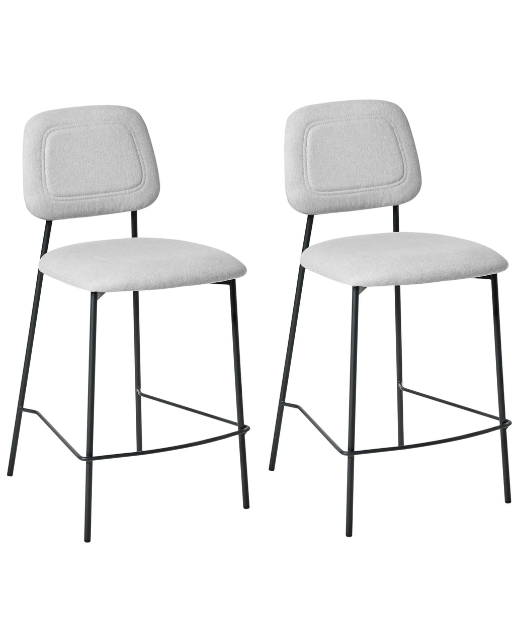 Set of 2 Bar Chairs DUETTE Faux Linen Light Grey
