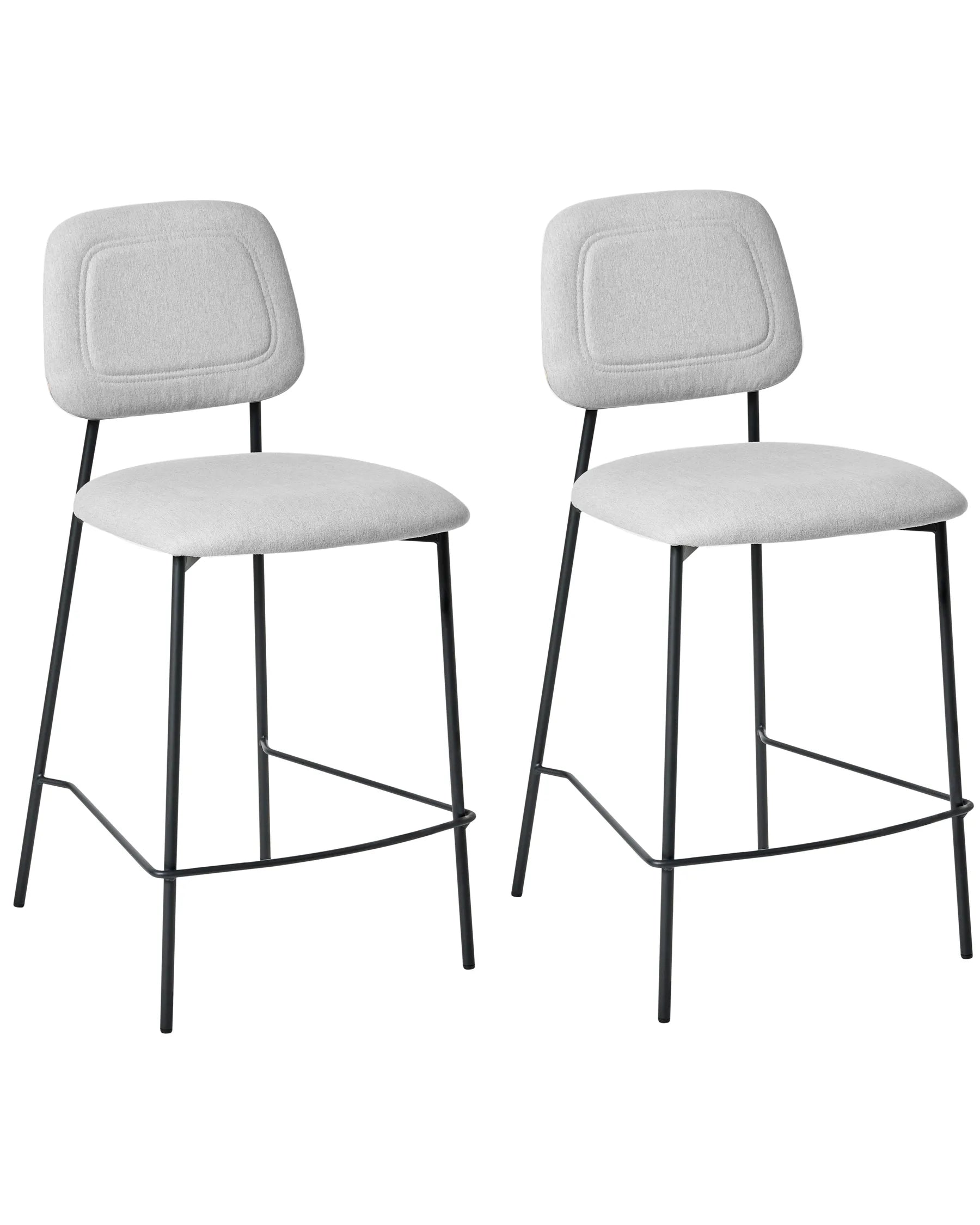 Set of 2 Bar Chairs DUETTE Faux Linen Light Grey