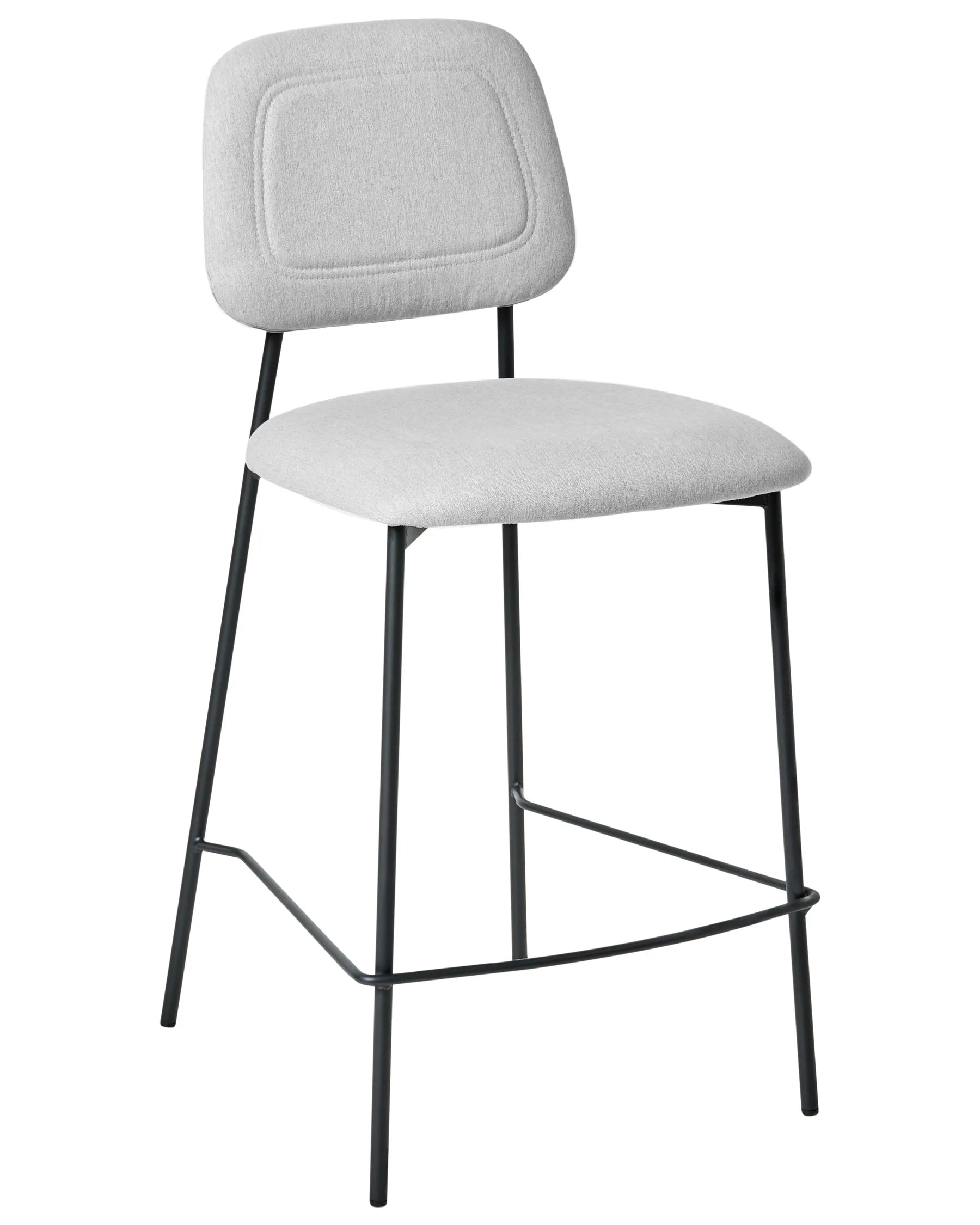 Set of 2 Bar Chairs DUETTE Faux Linen Light Grey