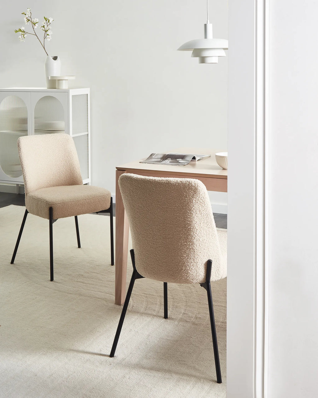 Set of 2 Chairs Boucle Light Beige