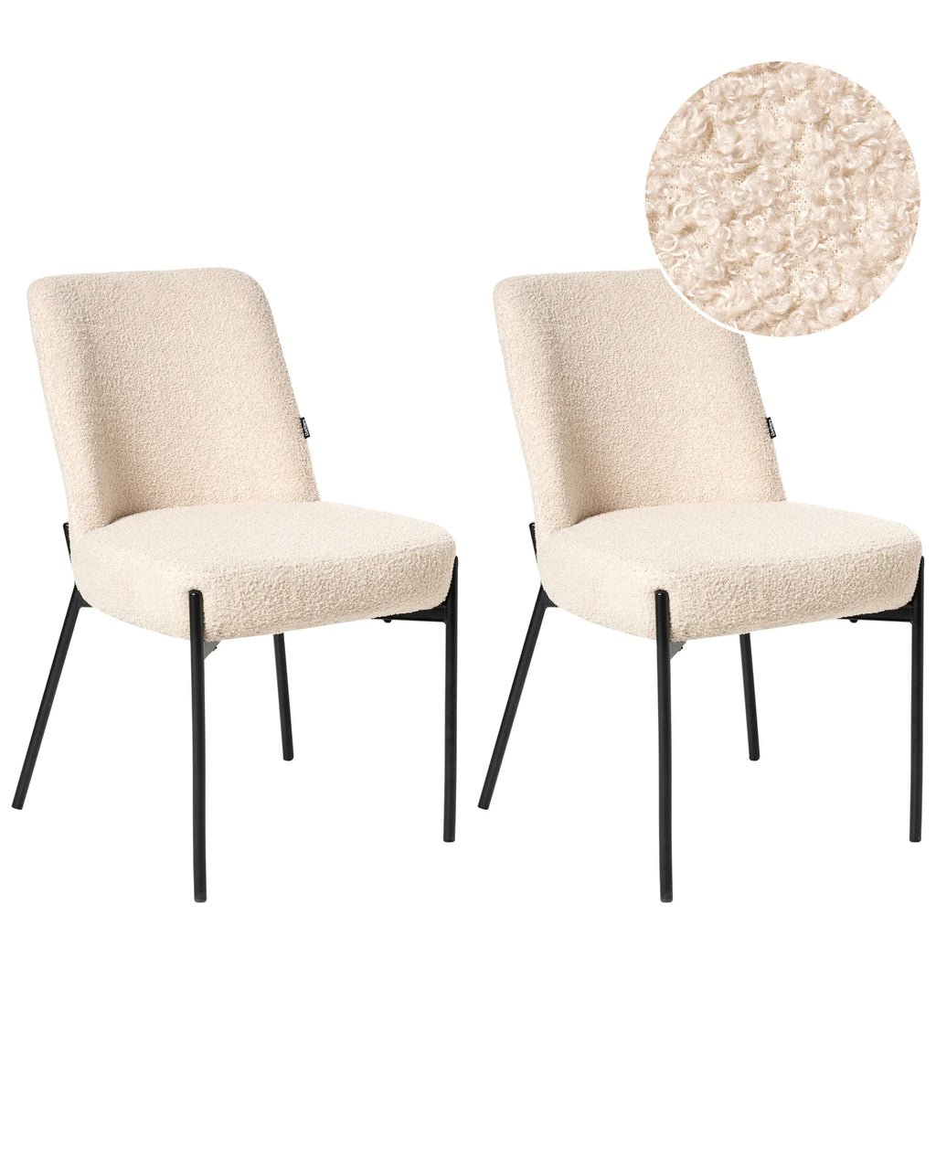 Set of 2 Chairs Boucle Light Beige