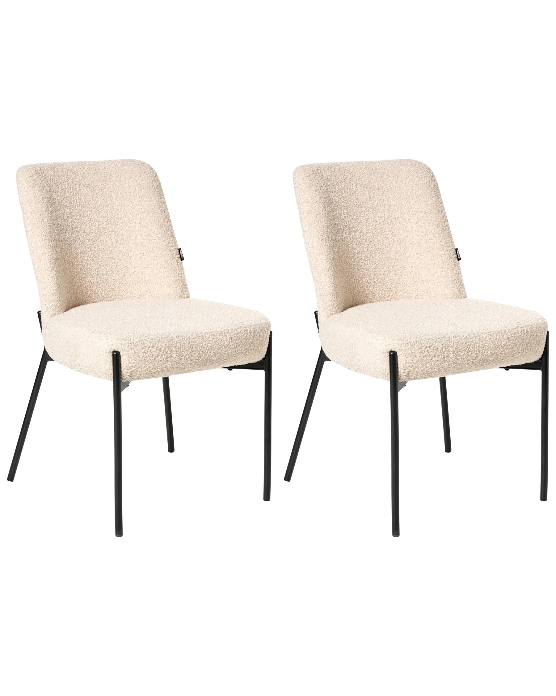 Set of 2 Chairs Boucle Light Beige