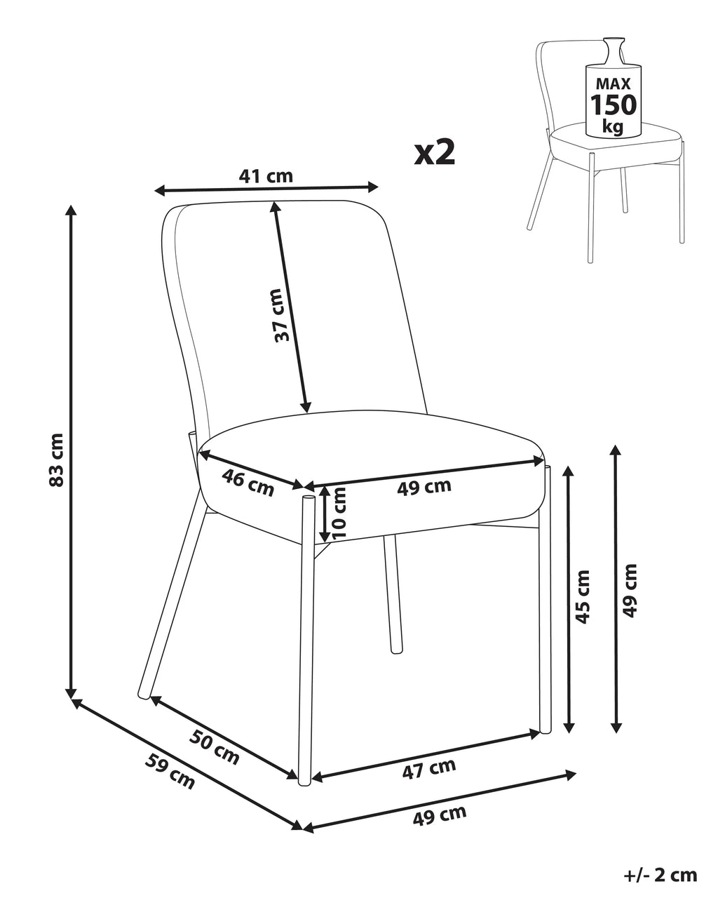 Set of 2 Chairs Boucle Light Beige
