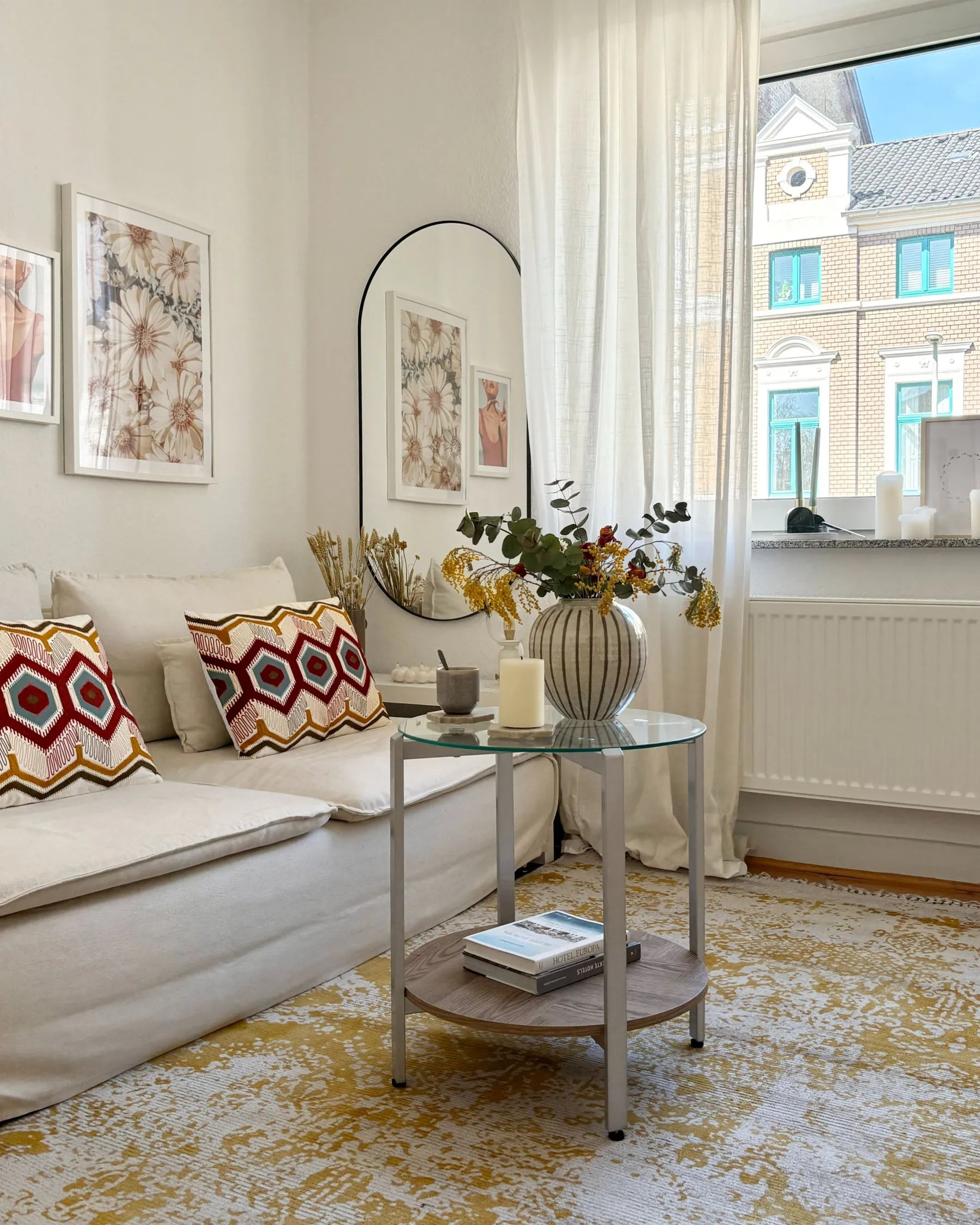 Side Table LOVELL Tempered Glass Silver