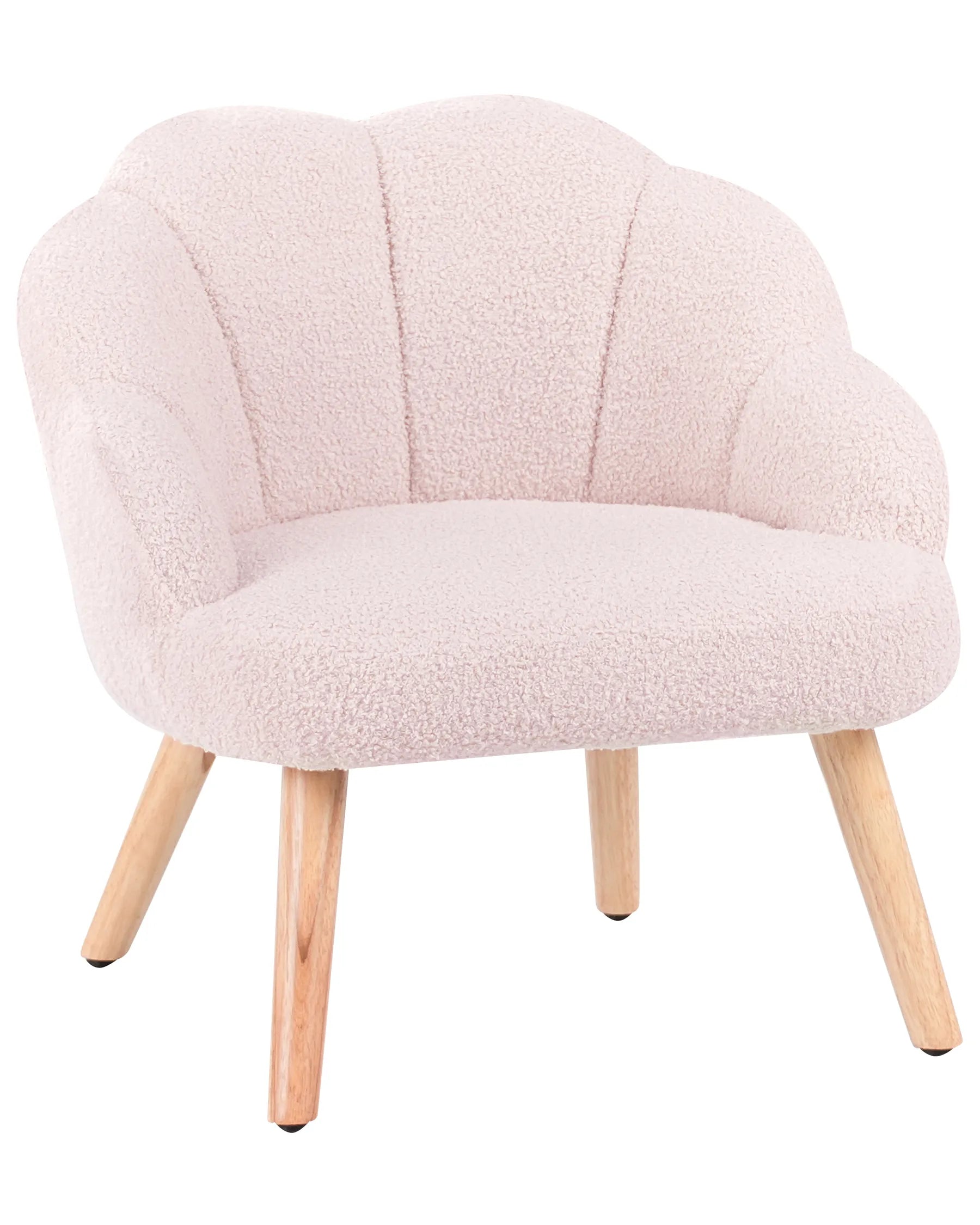 Kids Armchair MILAND Boucle Pastel Pink